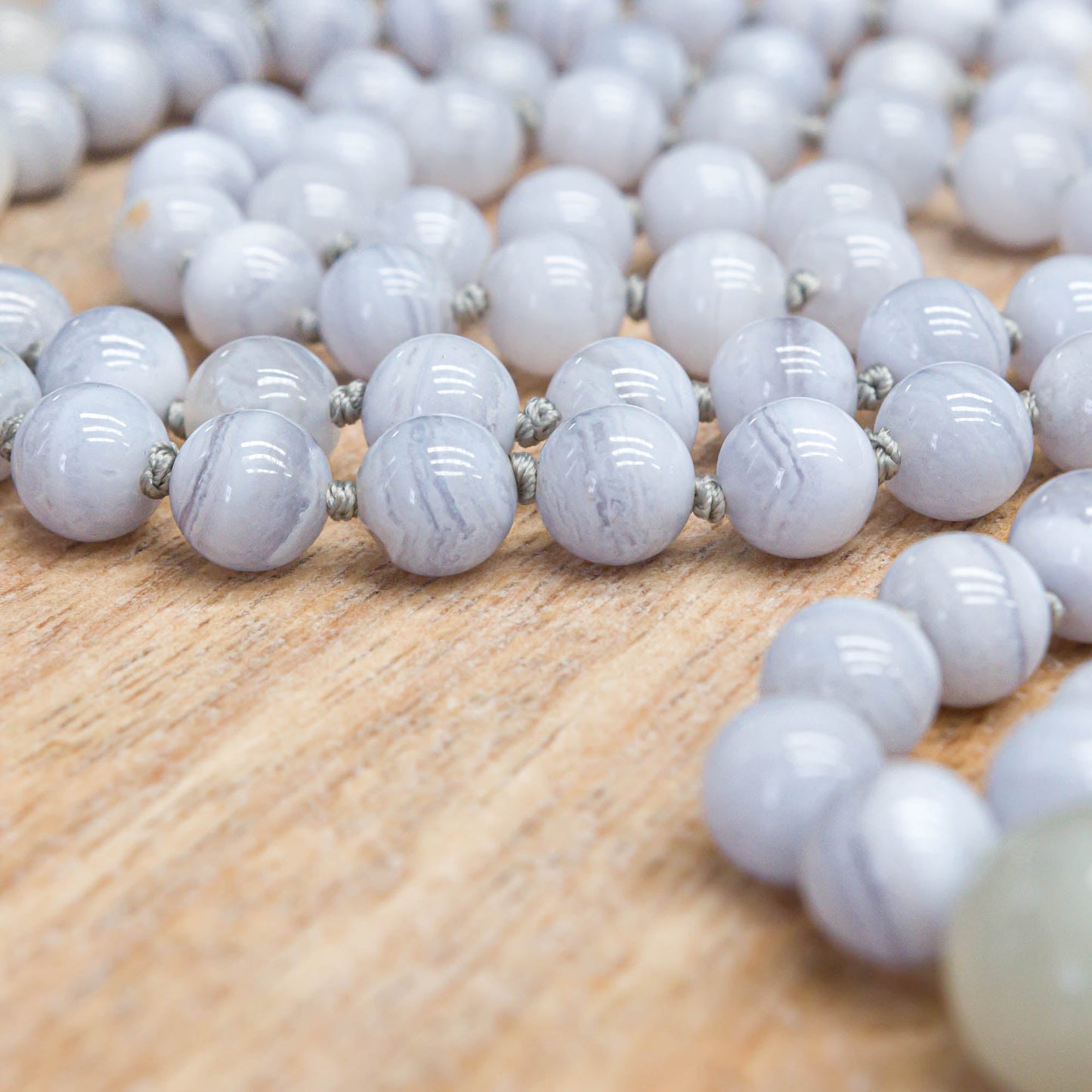 Blue lace top agate mala