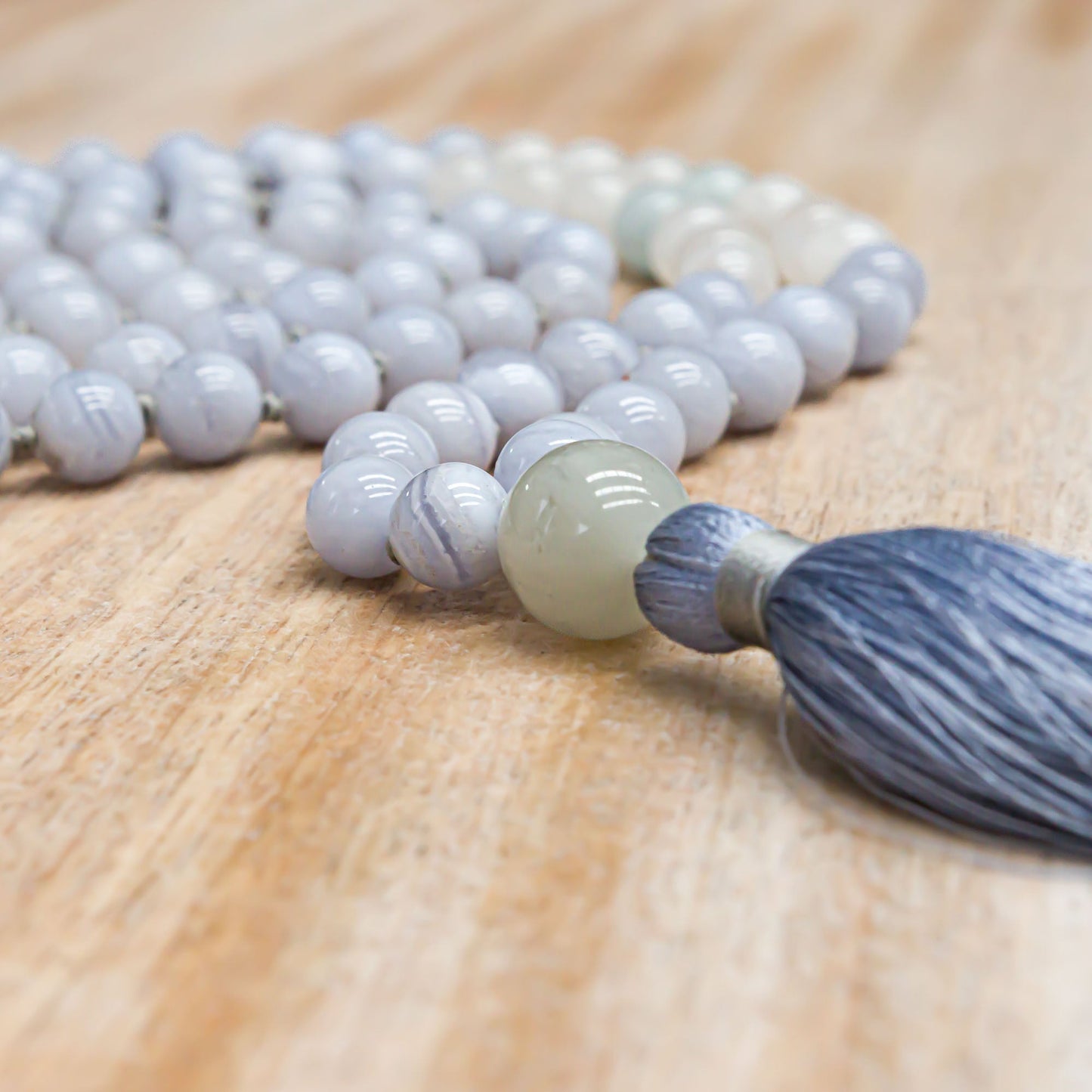 Blue lace agate mala hot sale