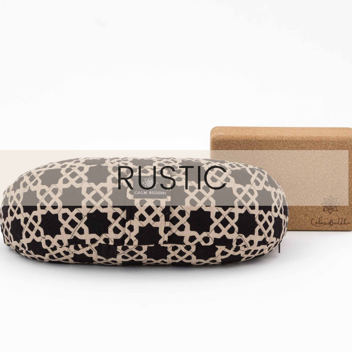 Crescent Meditation Cushion - Akasha Block Printed, Crescents -xo