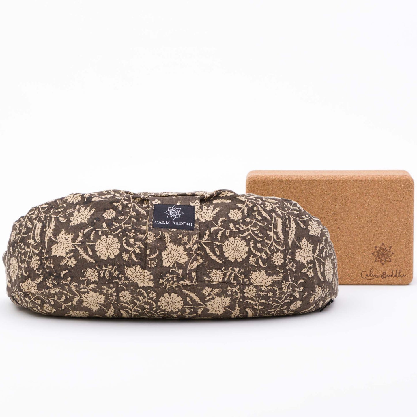 Crescent Meditation Cushion - Bhumi Garden Ananda, Block Printed, Crescents -xo
