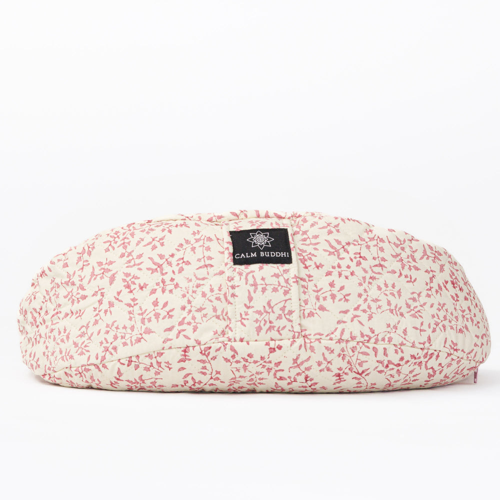 Crescent Meditation Cushion - Holly Amethyst Block Printed, Crescents, Quilted -xo