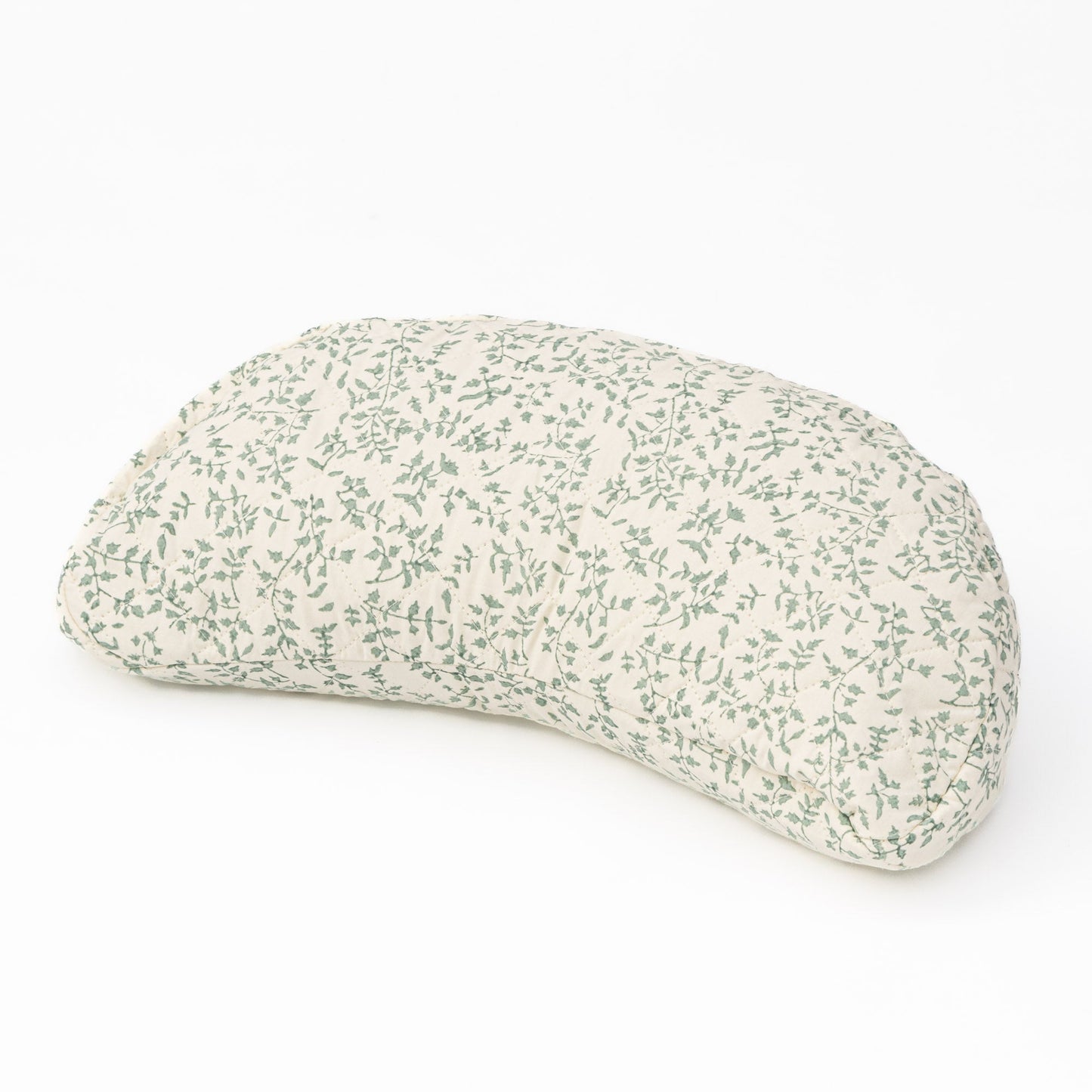 Crescent Meditation Cushion - Holly Sage Block Printed, Crescents, Quilted -xo