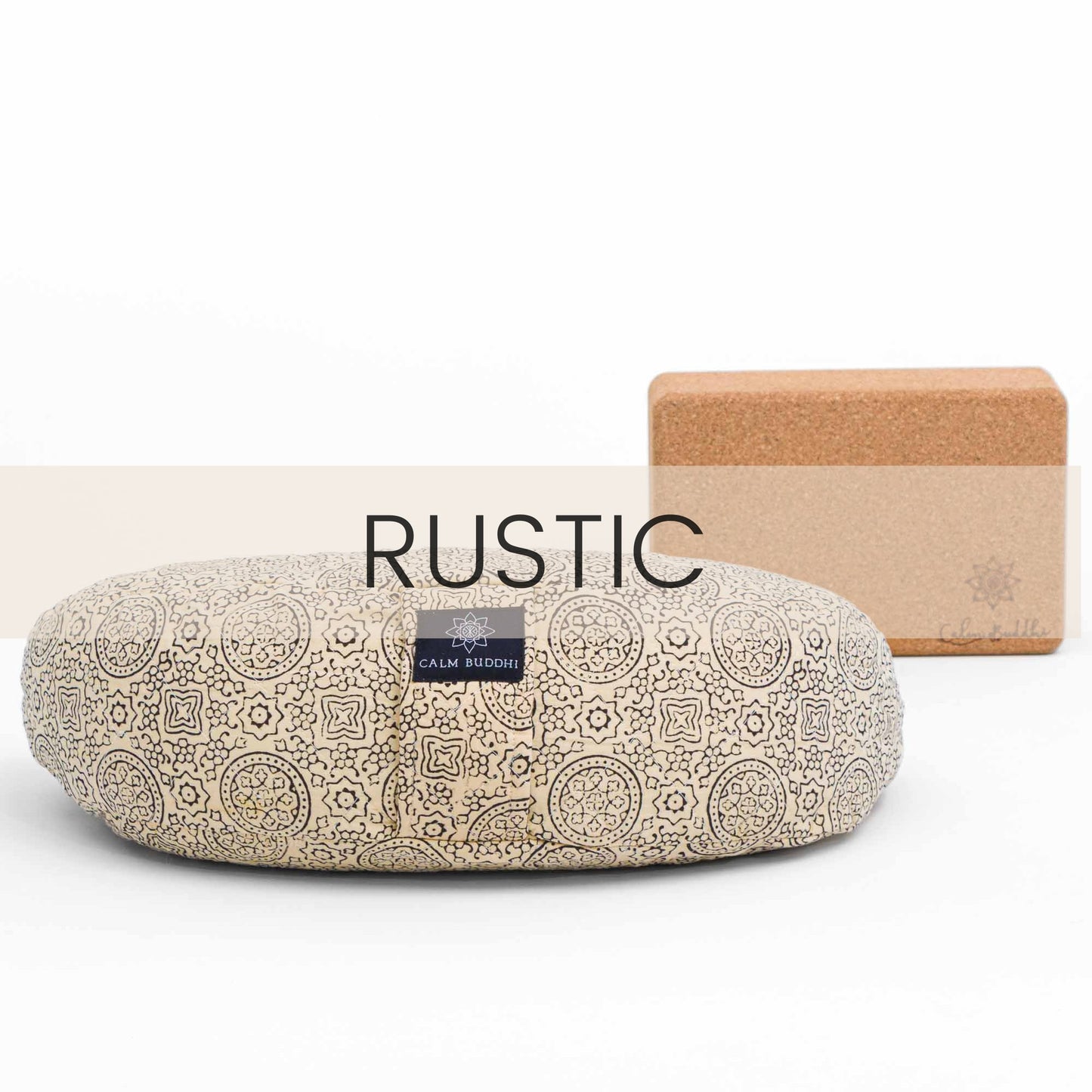 Crescent Meditation Cushion - Pure Riyal Block Printed, Crescents, Pure Riyal -xo