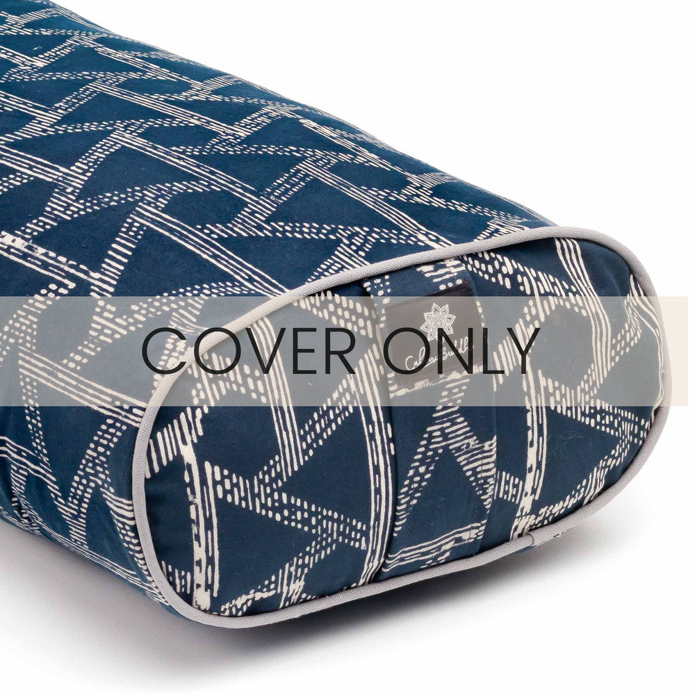 Deep sea blue triangle Oval Yoga Bolster Block Printed, Karna, Oval Bolsters -xo