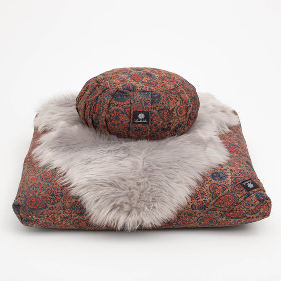 Zafu Meditation Cushion - Dusky Ajrakh Fig