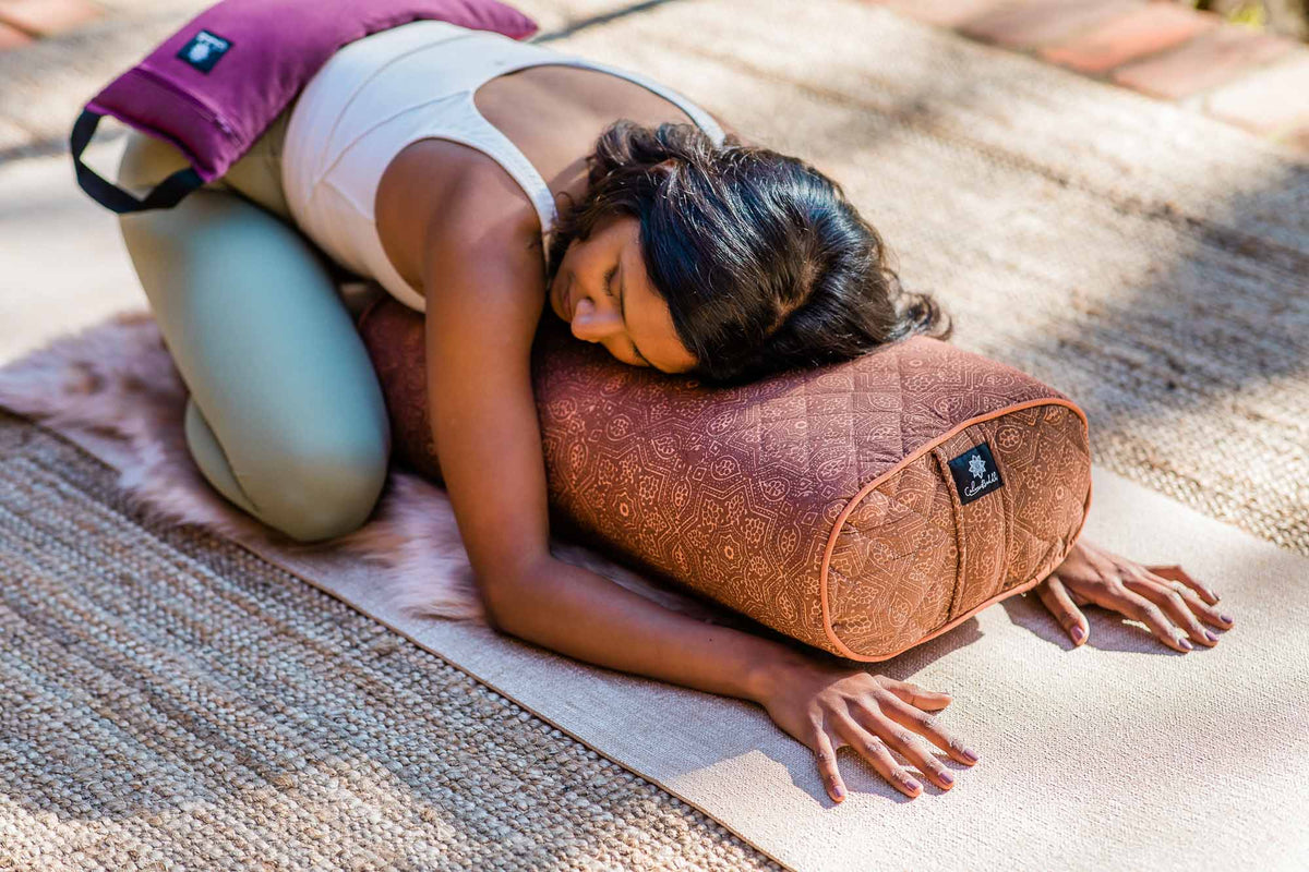 Earth Star - Oval Yoga Bolster Block Printed, Oval Bolsters -xo