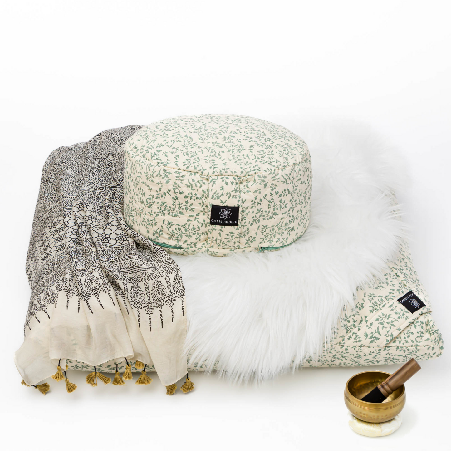 Holly Sage - Meditation comfort bundle Block Printed, karna, Quilted, zafuzab-set -xo
