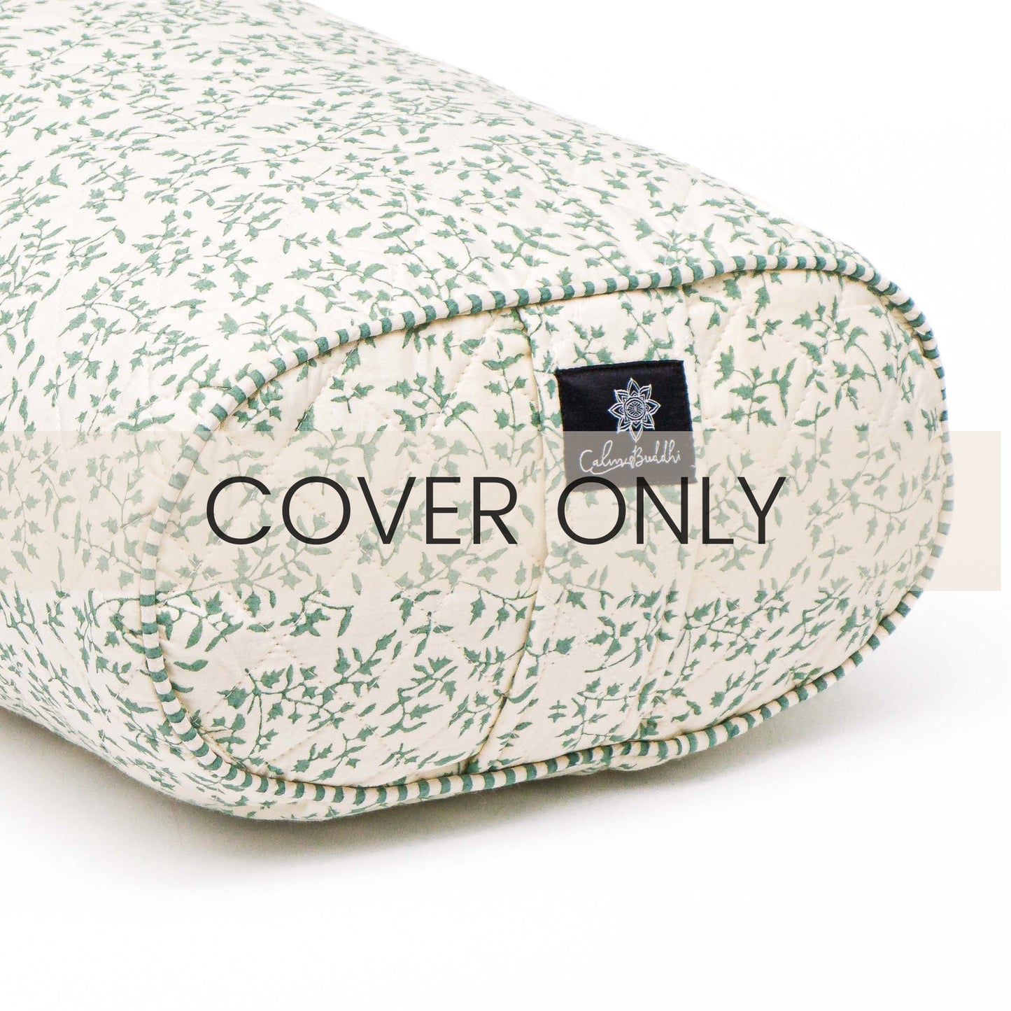 Holly - Sage Oval Yoga Bolster Block Printed, Karna, Oval Bolsters, sage -xo