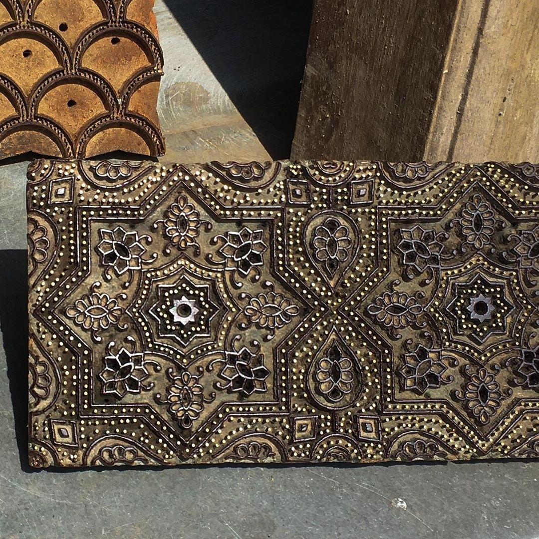 Oval Yoga Bolster- Ajrakh Indigo Star-Block Printed, Oval Bolsters-xo