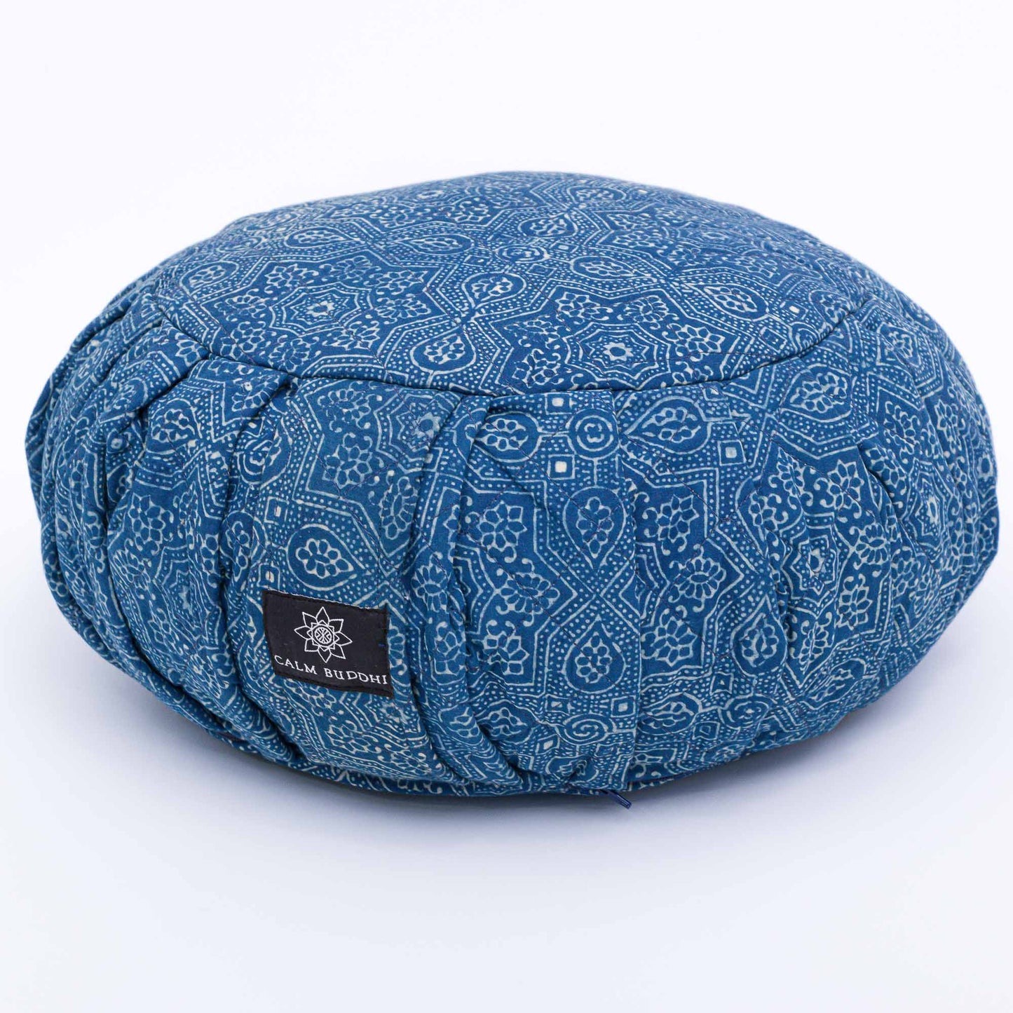 Indigo Star (Water) - Round Meditation Cushion Zafu Block Printed, Zafus -xo