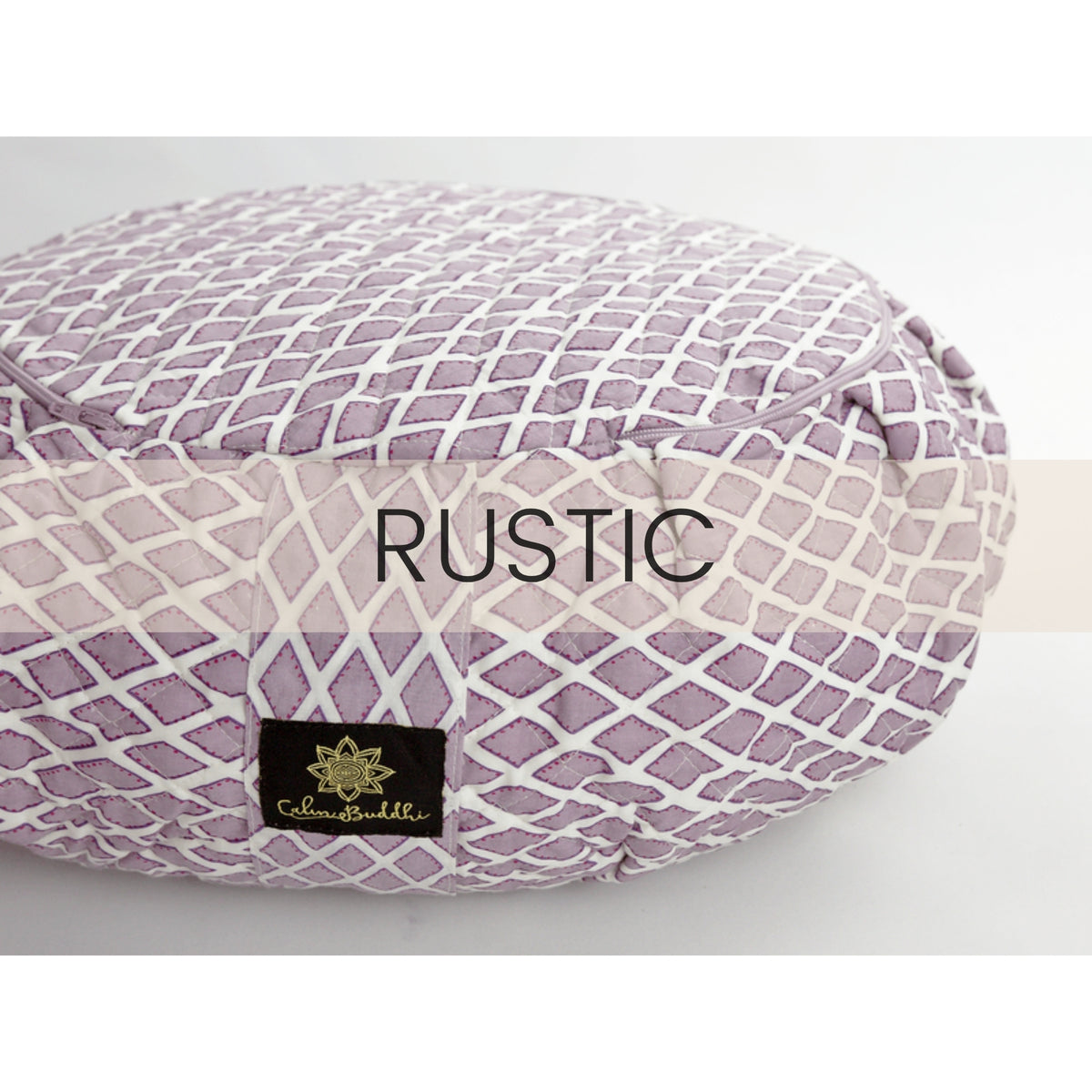 Round Meditation Cushion - Jaipur Mauve Diamond Zafu-Meditation Cushion-Block Printed, Zafus-