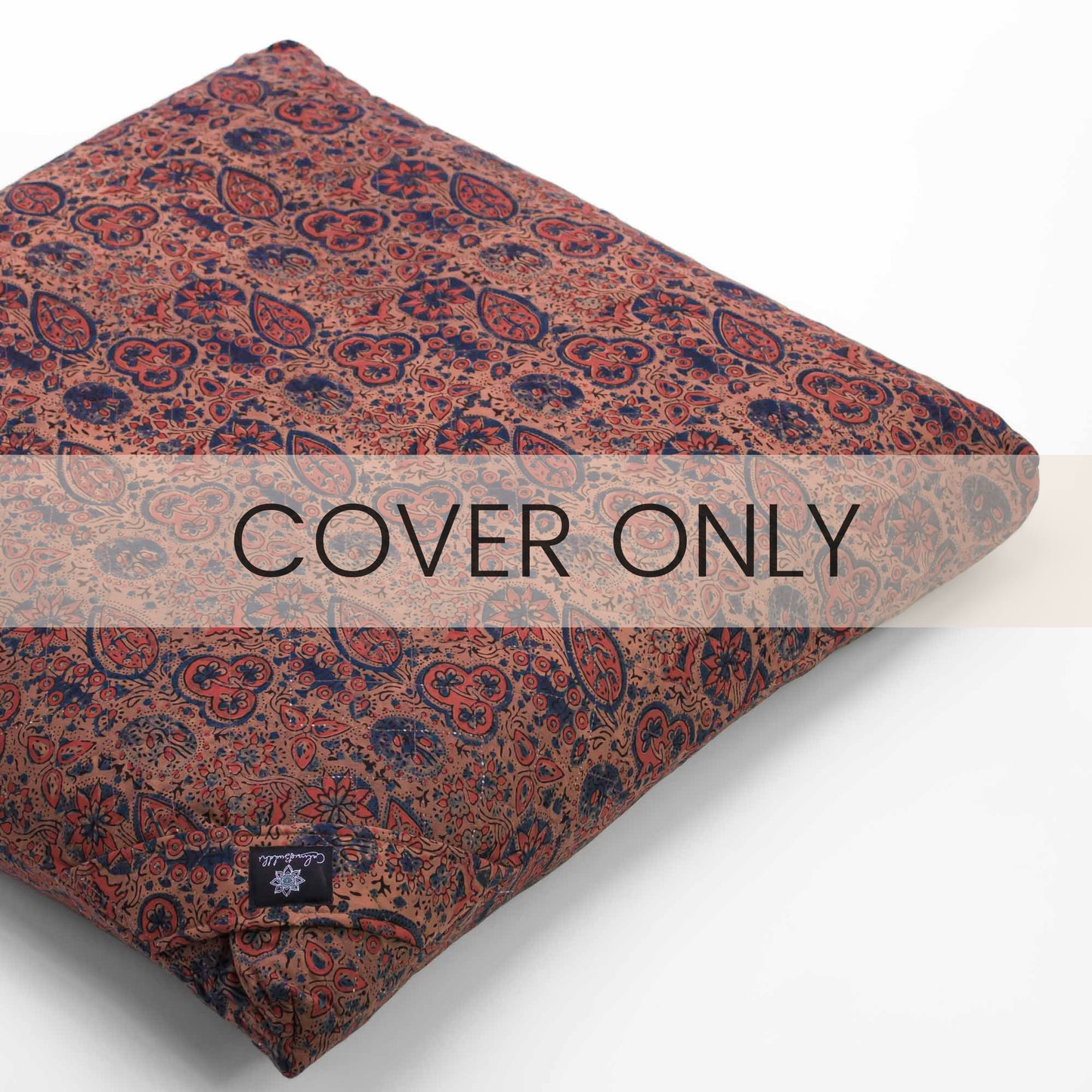 Meditation Cushion - Dusky Ajrakh Fig Leaf Zabuton Block Printed, Zabutons