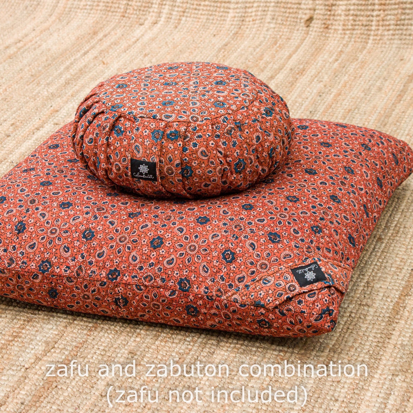 
                  
                    Meditation Cushion - Rusty Ajrakh Zabuton Block Printed, Zabutons -xo
                  
                