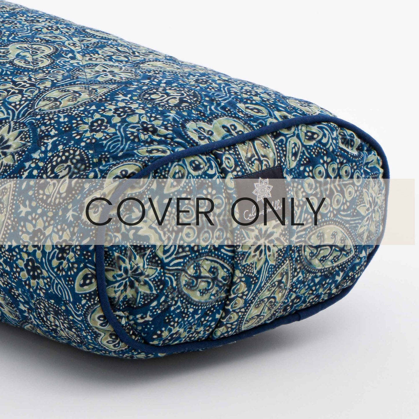 Oval Yoga Bolster- Ajrakh Fig Leaf Block Printed, Oval Bolsters -xo