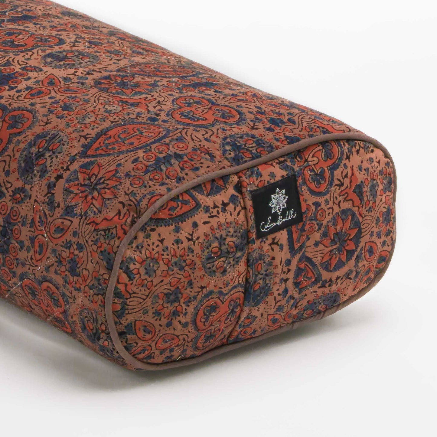 Oval Yoga Bolster- Dusky Ajrakh Fig Block Printed, Oval Bolsters