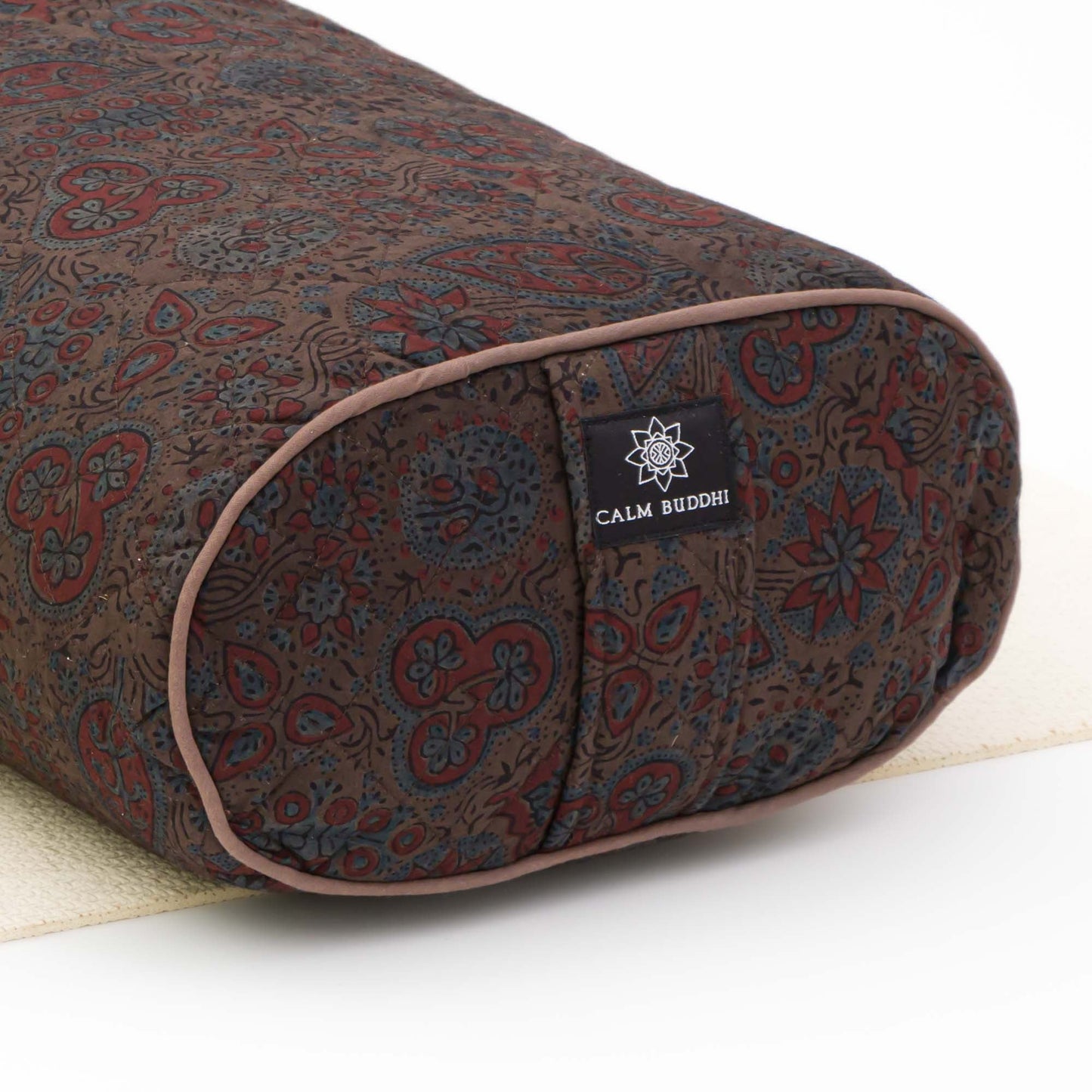 Oval Yoga Bolster- Midnight Fig Block Printed, Oval Bolsters -xo