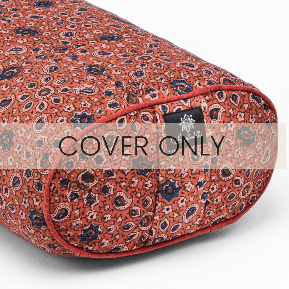 Oval yoga bolster- Rusty Ajrakh Block Printed, Oval Bolsters -xo