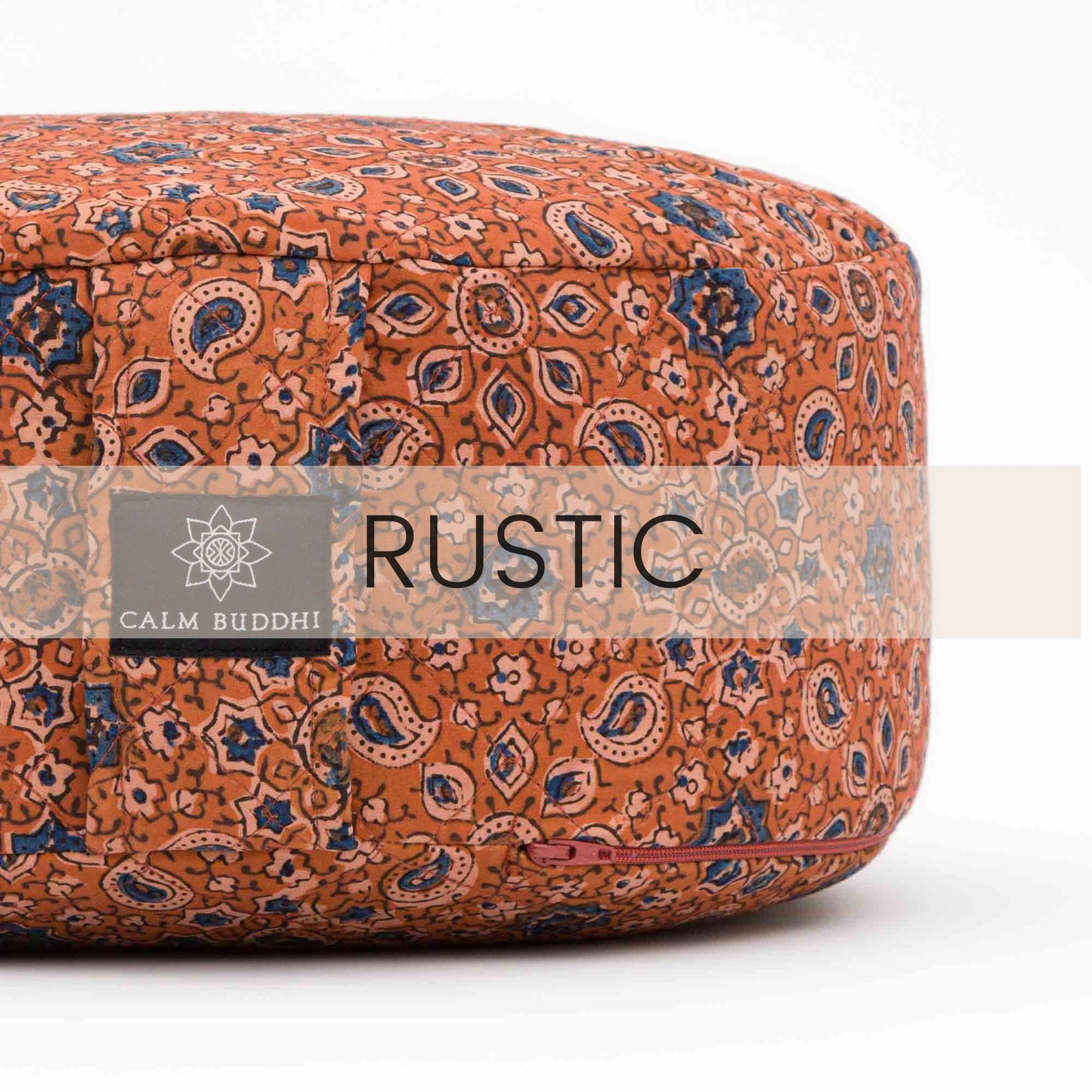 Rondo Mod Meditation Cushion ~ Rusty Ajrakh Rondos -xo