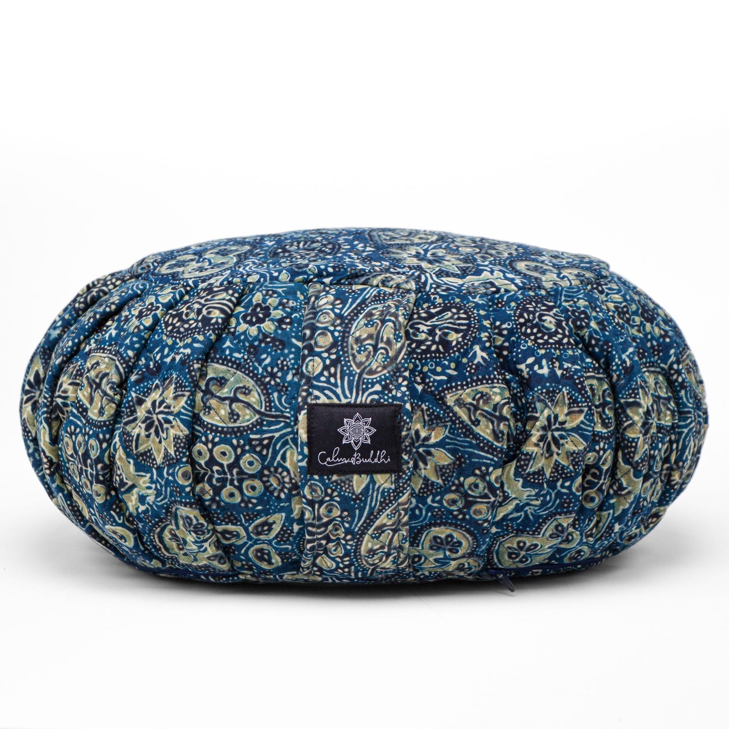 Round Meditation Cushion - Ajrakh Fig Leaf Block Printed, Zafus -xo