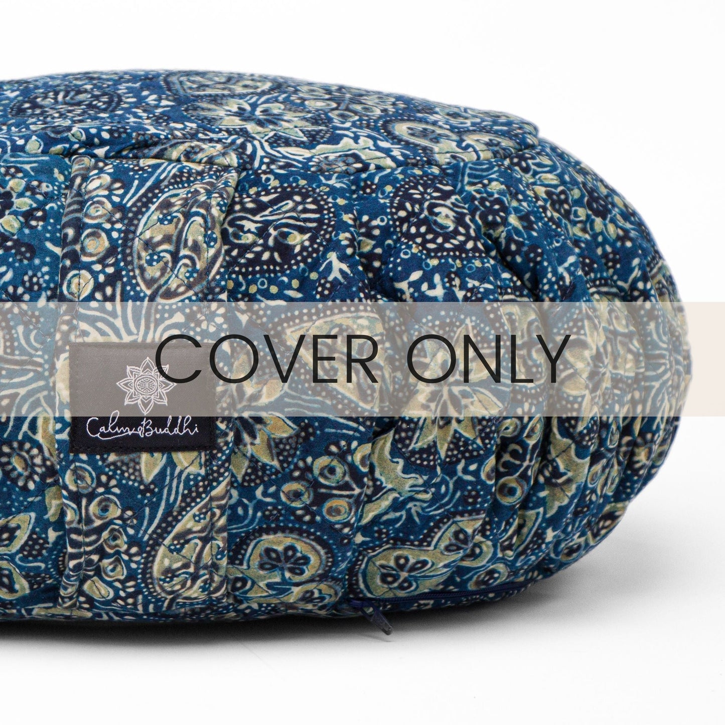 Round Meditation Cushion - Ajrakh Fig Leaf Block Printed, Zafus -xo