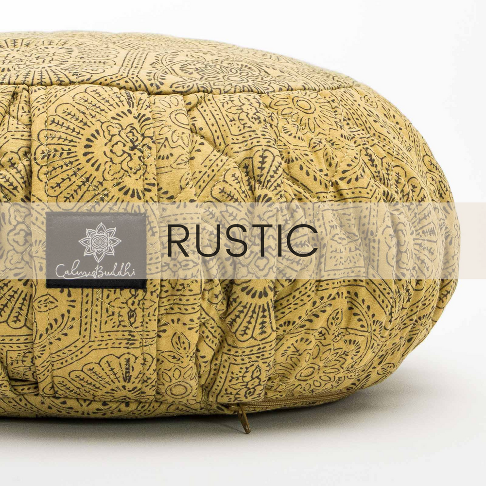 Mustard Flower ~ Rustic Round Meditation Cushion Zafu