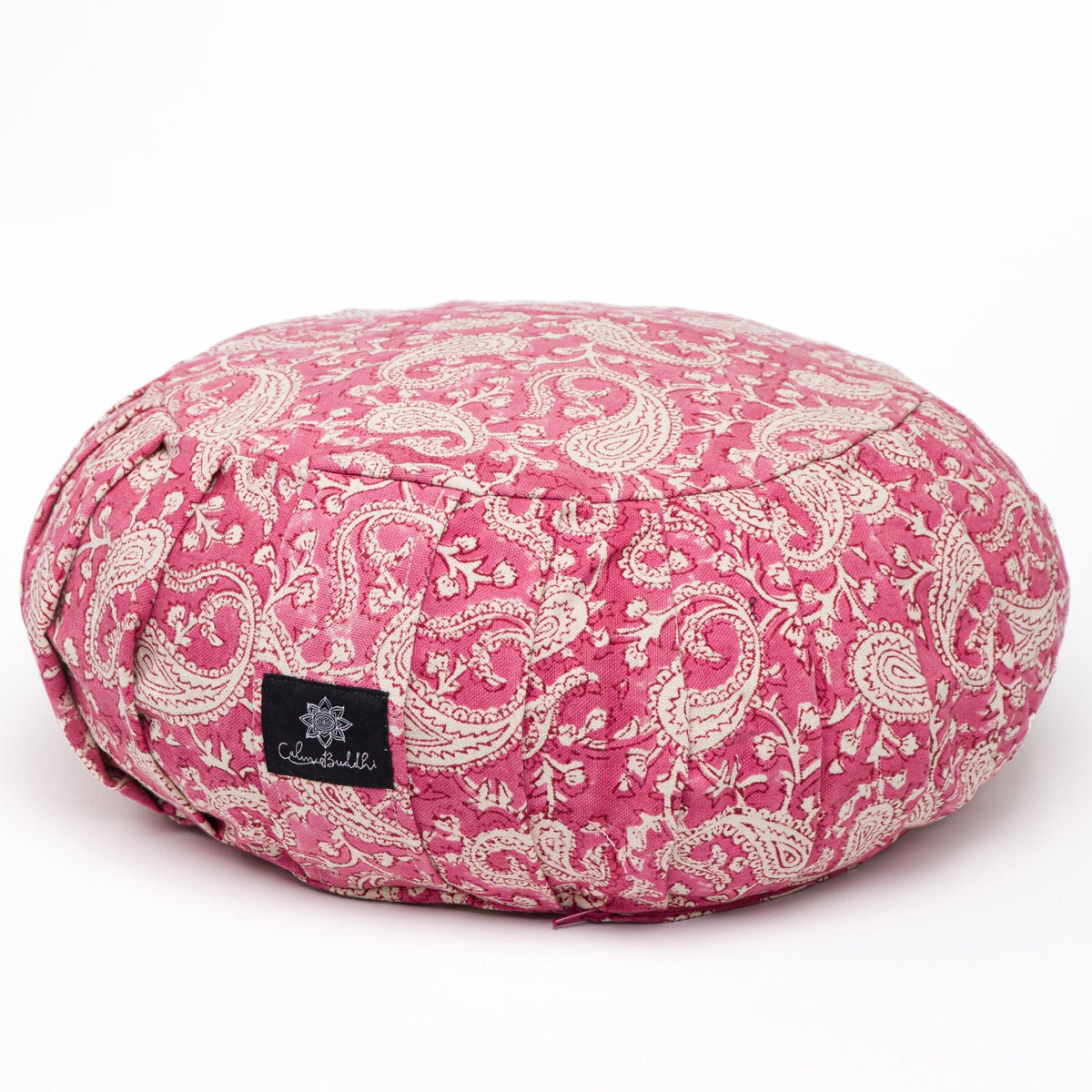 Round Meditation Cushion Paisley Pink Block Printed, Last Chance!, lastchancezafu -xo