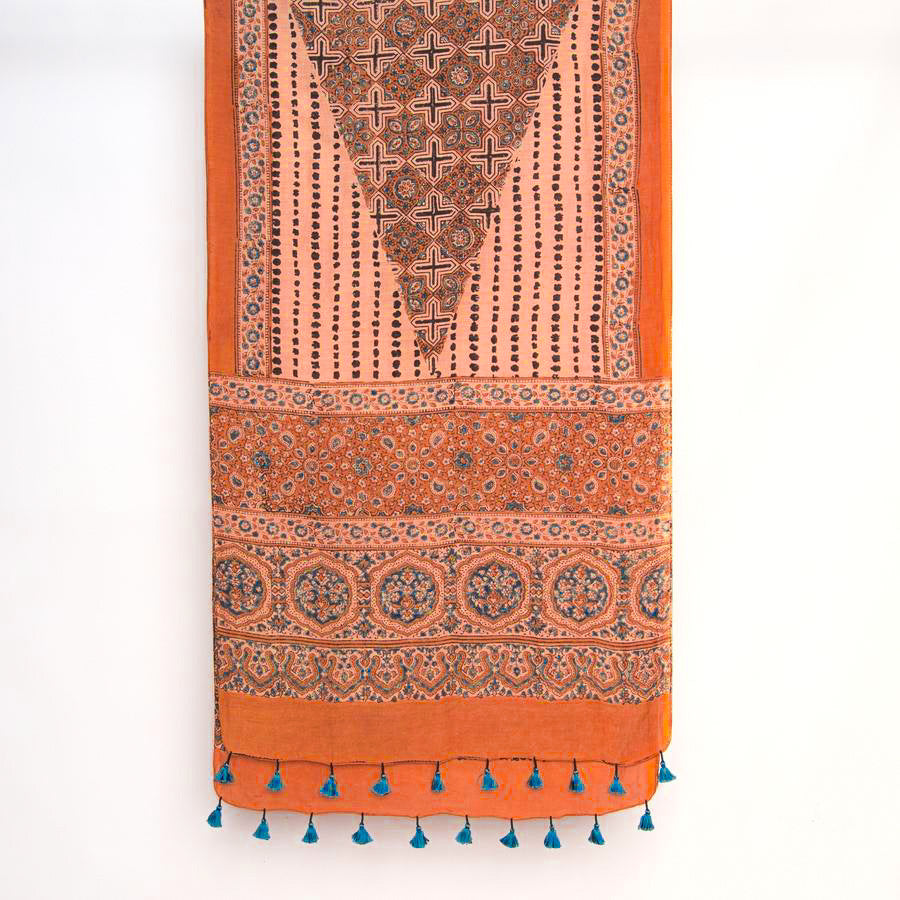 Rusty Ajrakh Natural Dye Scarf