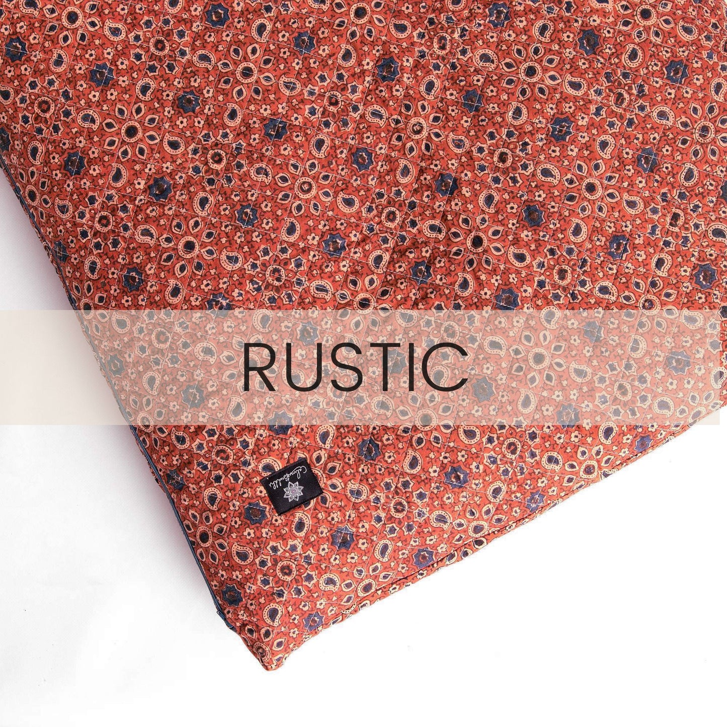 Rusty Ajrakh - Yoga Nidra and Meditation Futon Block Printed, Futons -xo