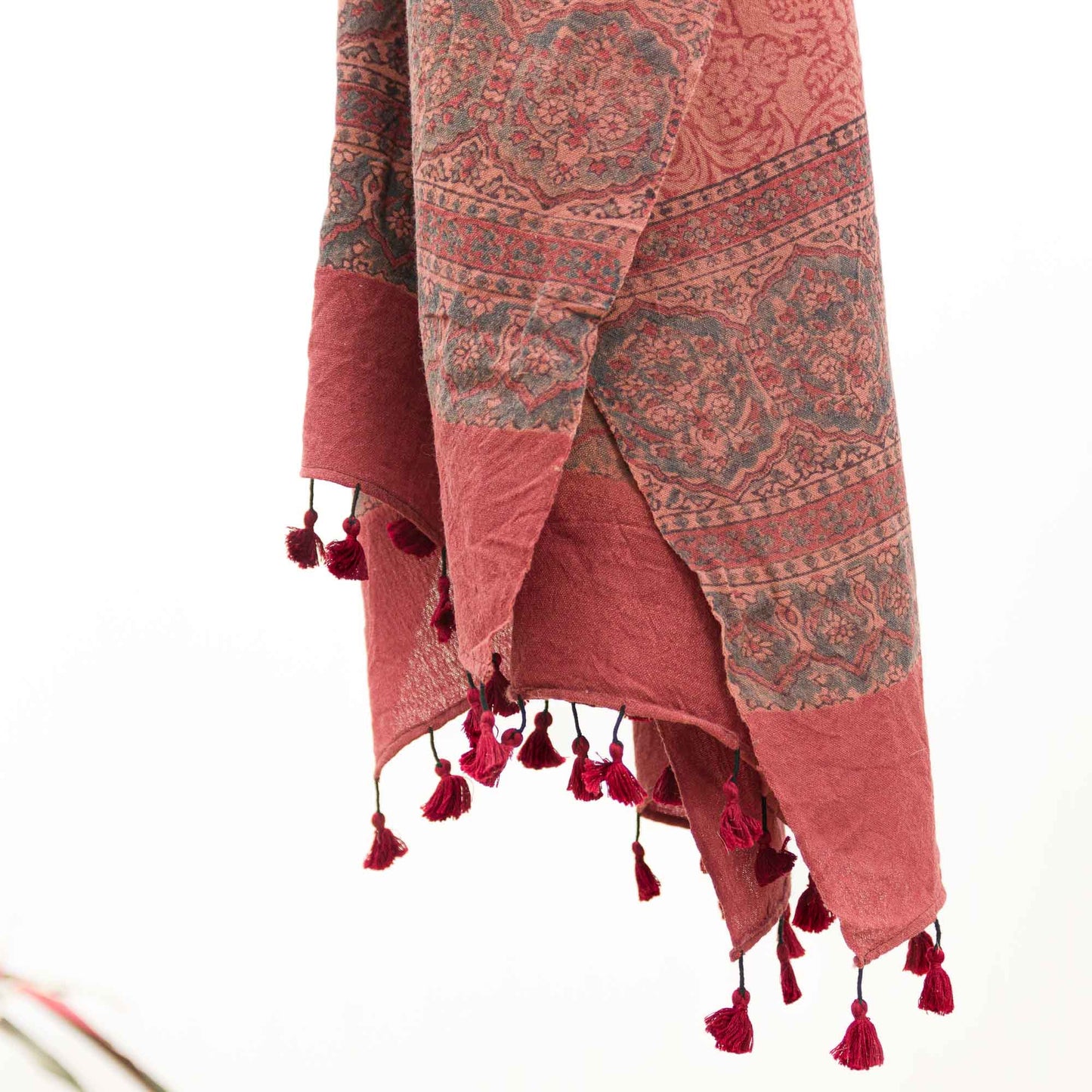 
                  
                    Ajrakh Prana ~ Wool Natural Dye Shawl Gifts, Scarves -xo
                  
                