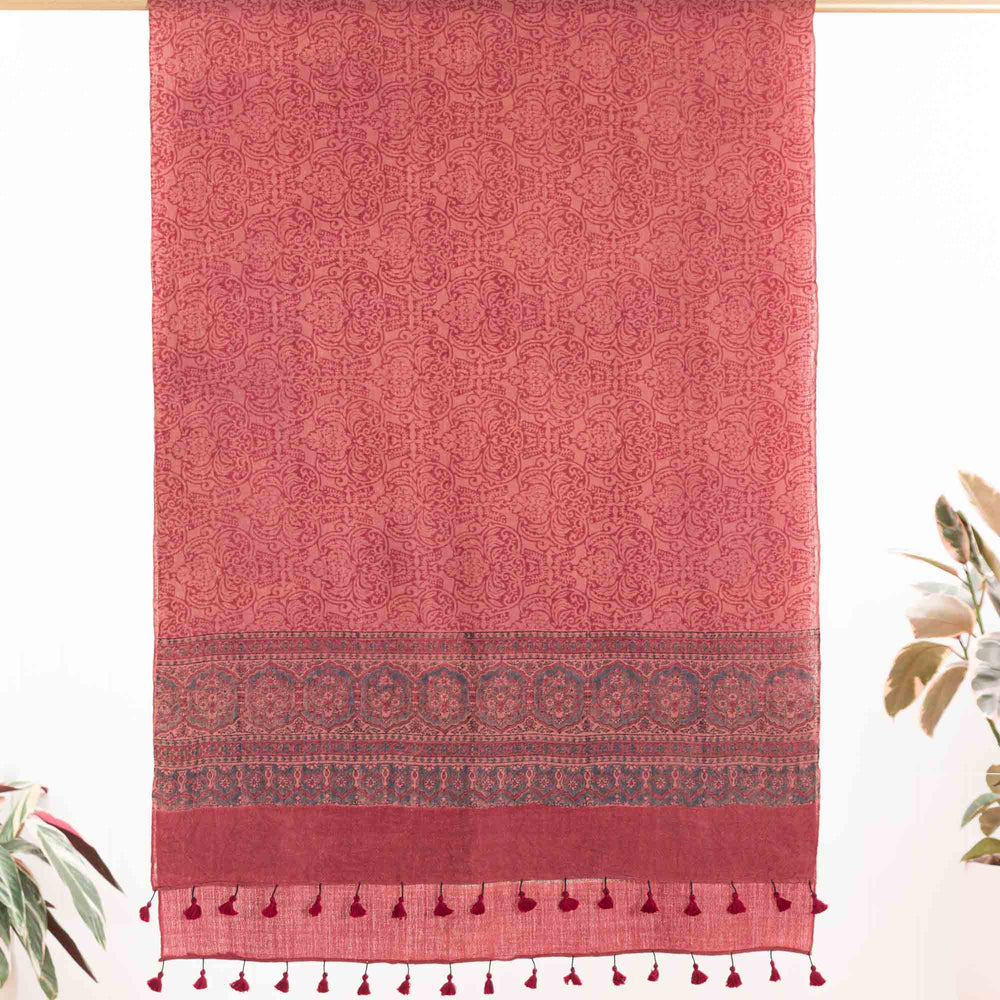 Ajrakh Prana ~ Wool Natural Dye Shawl Gifts, Scarves -xo