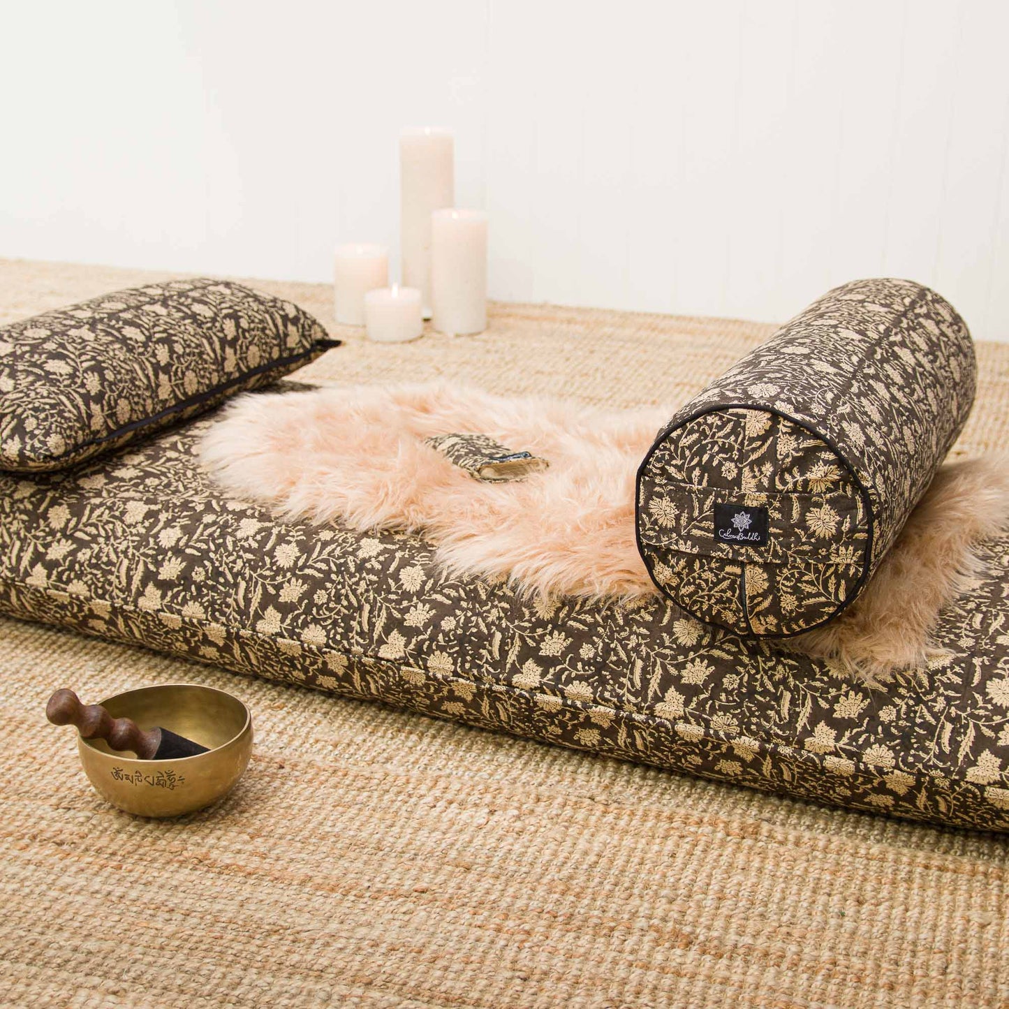 Bhumi Garden Yoga Nidra and Meditation Comfort Bundle Block Printed, futonbundle, karna -xo