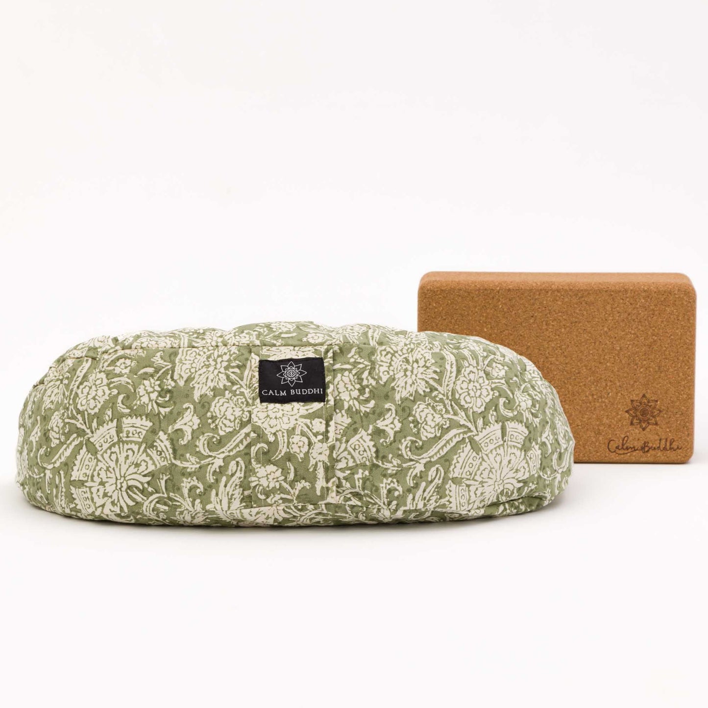 Crescent Meditation Cushion - New Gaia Block Printed, Crescents, karna -xo