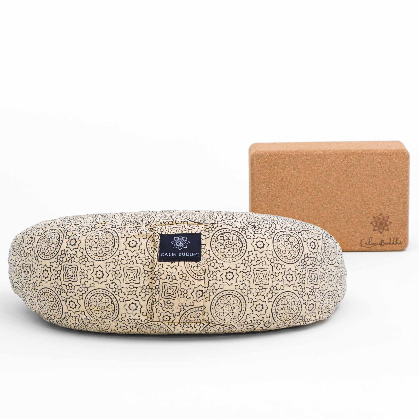 Crescent Meditation Cushion - Pure Riyal Block Printed, Crescents, Pure Riyal -xo