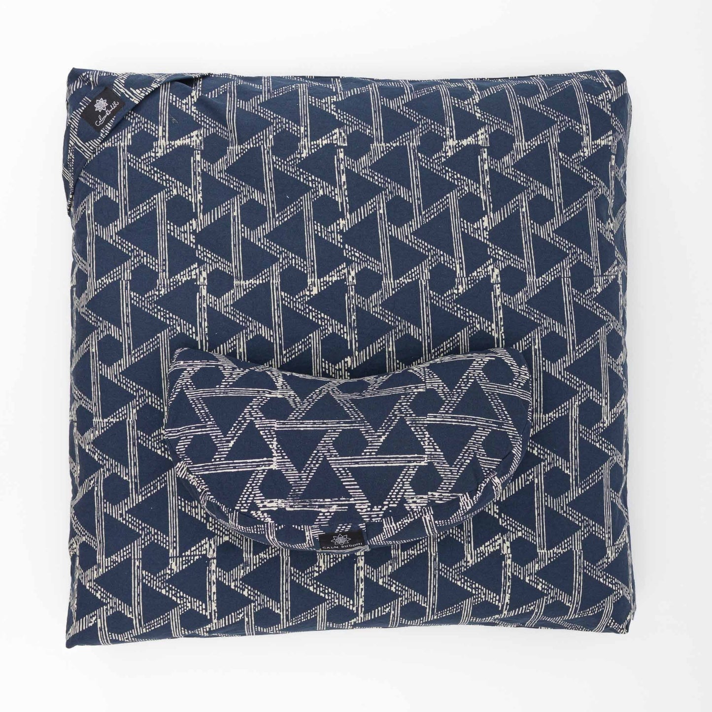 
                  
                    Deep Sea Blue Triangle - Meditation comfort bundle Block Printed, Karna, zafuzab-set -xo
                  
                