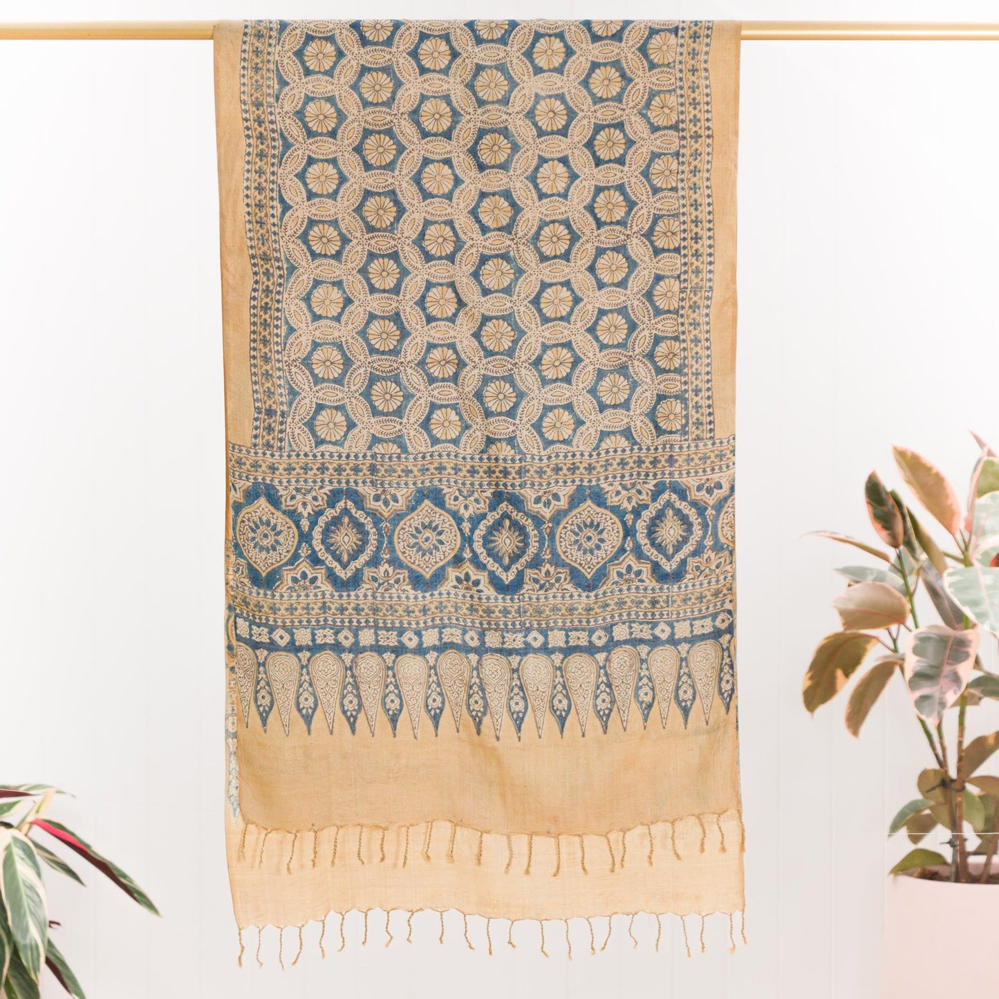 Dhavdi Flower Wild Silk Natural Dye Scarf Gifts, Scarves -xo