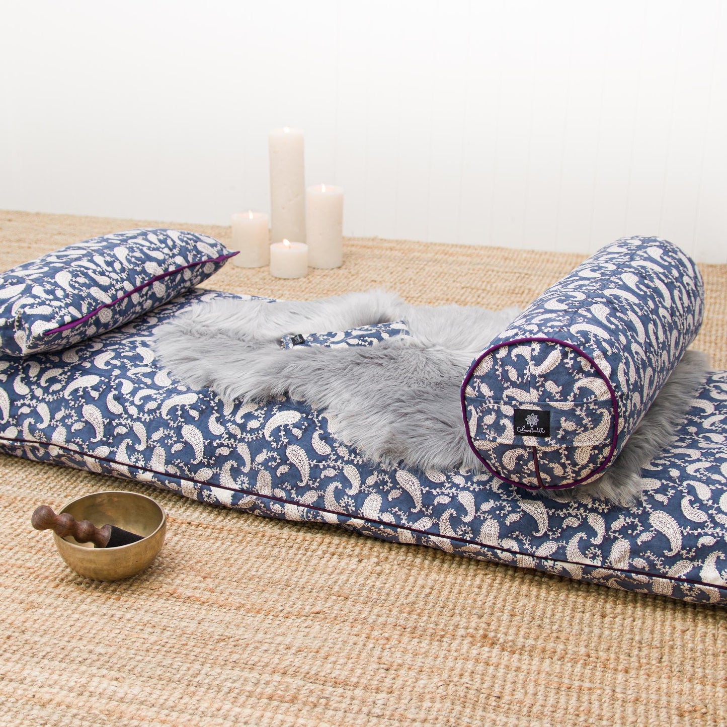 Eve Paisley Yoga Nidra and Meditation Comfort Bundle Block Printed, futonbundle, karna -xo