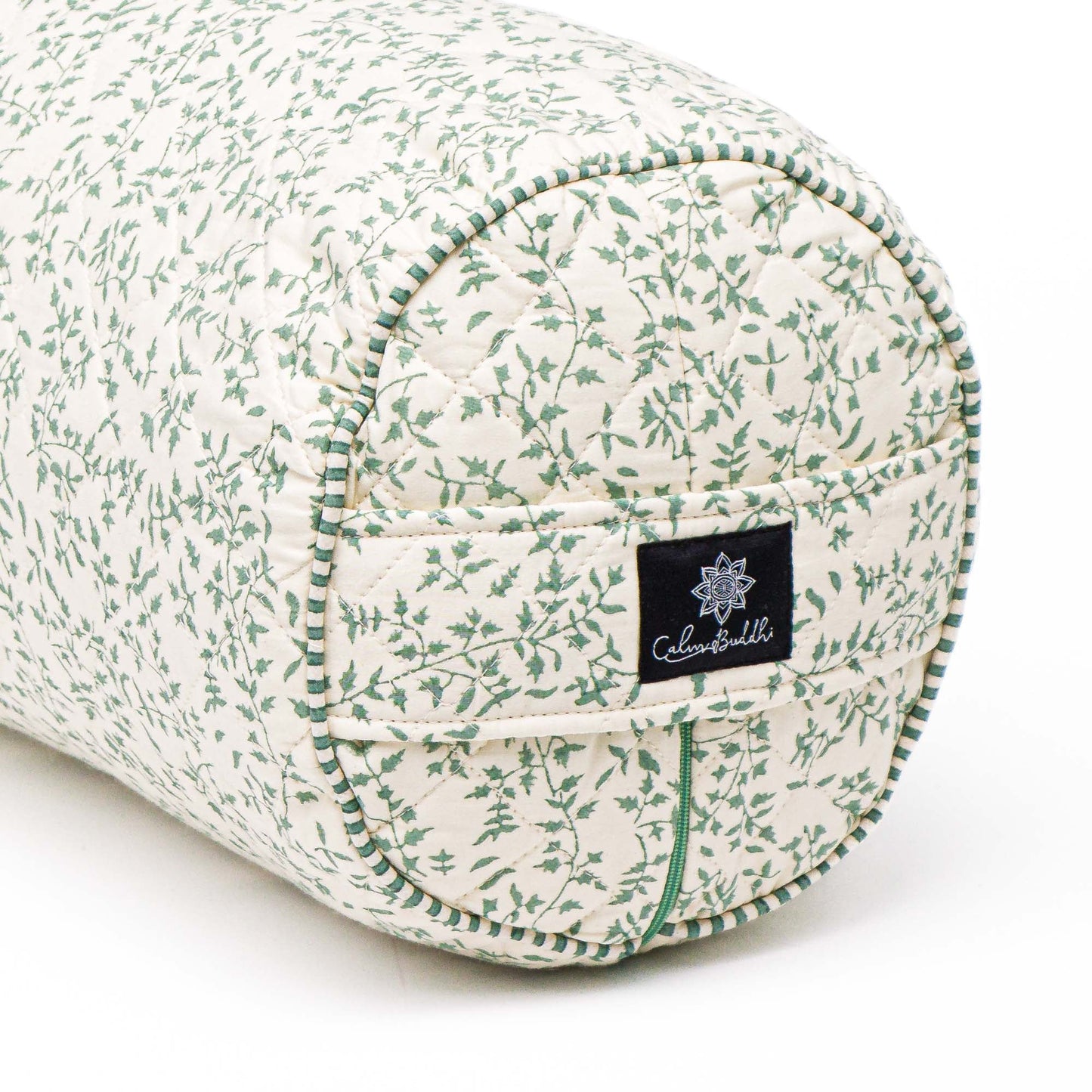 Holly - Sage Round Yoga Bolster Block Printed, karna, Round Bolsters, sage -xo