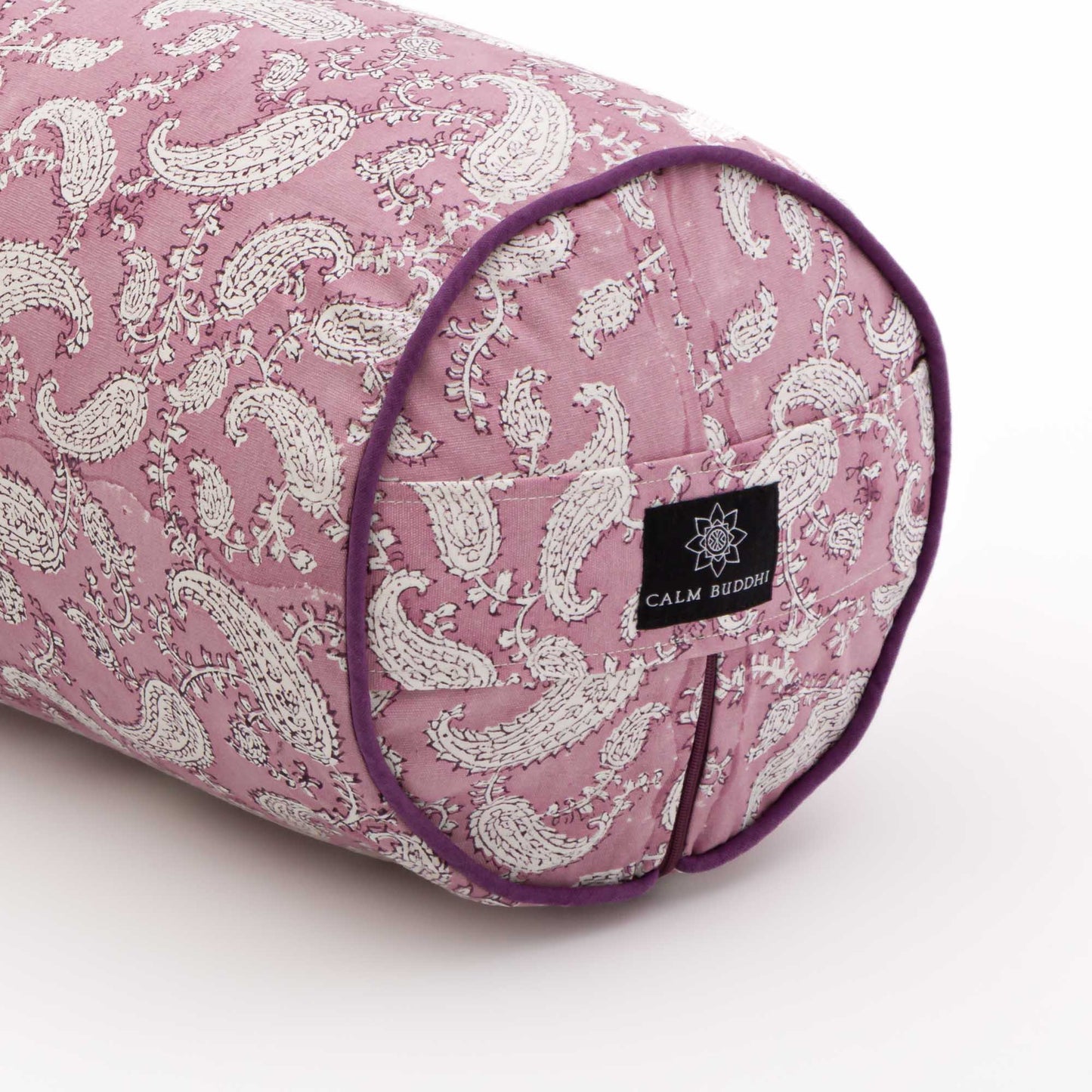 Indi Rose Paisley - Round Yoga Bolster Block Printed, Indi Rose, Round Bolsters -xo
