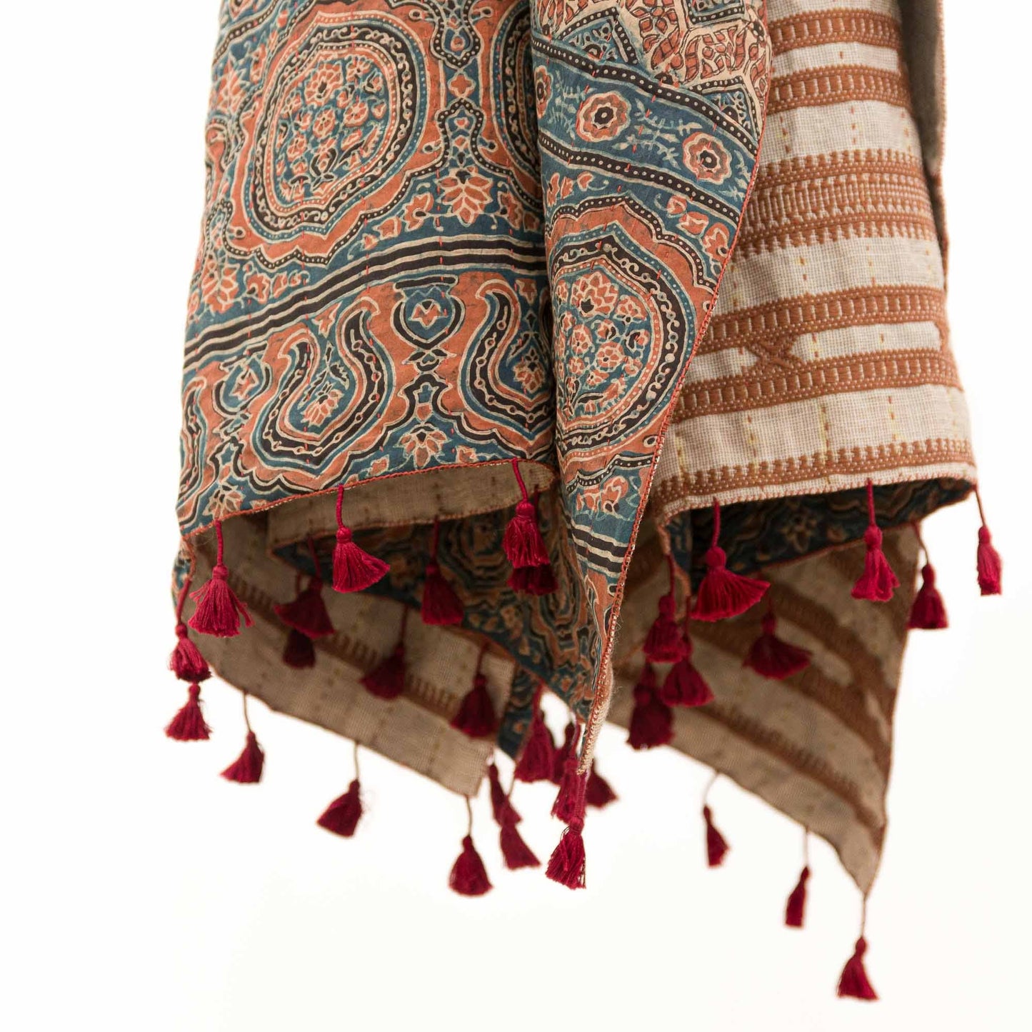 Indigo Bhujodi ~ Wool-silk natural dye shawl Gifts, Scarves -xo