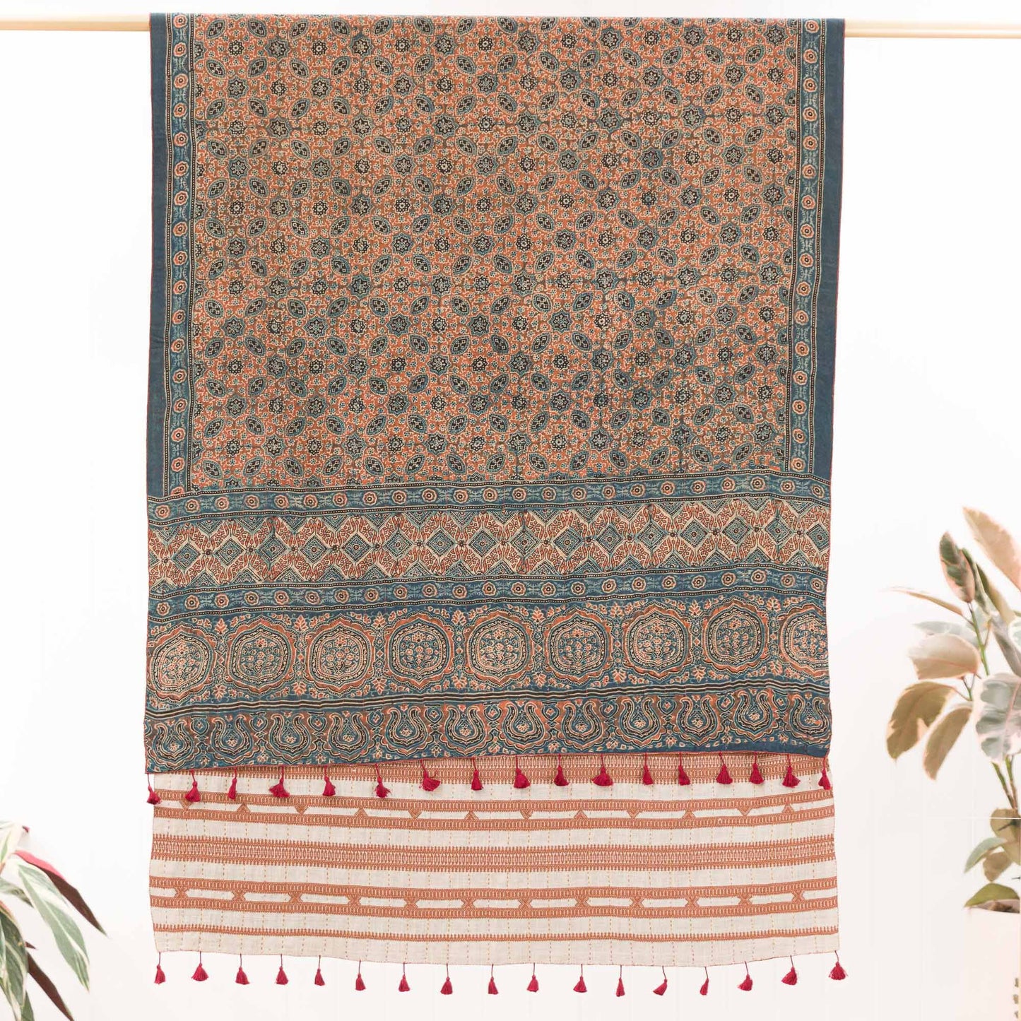 Indigo Bhujodi ~ Wool-silk natural dye shawl Gifts, Scarves -xo