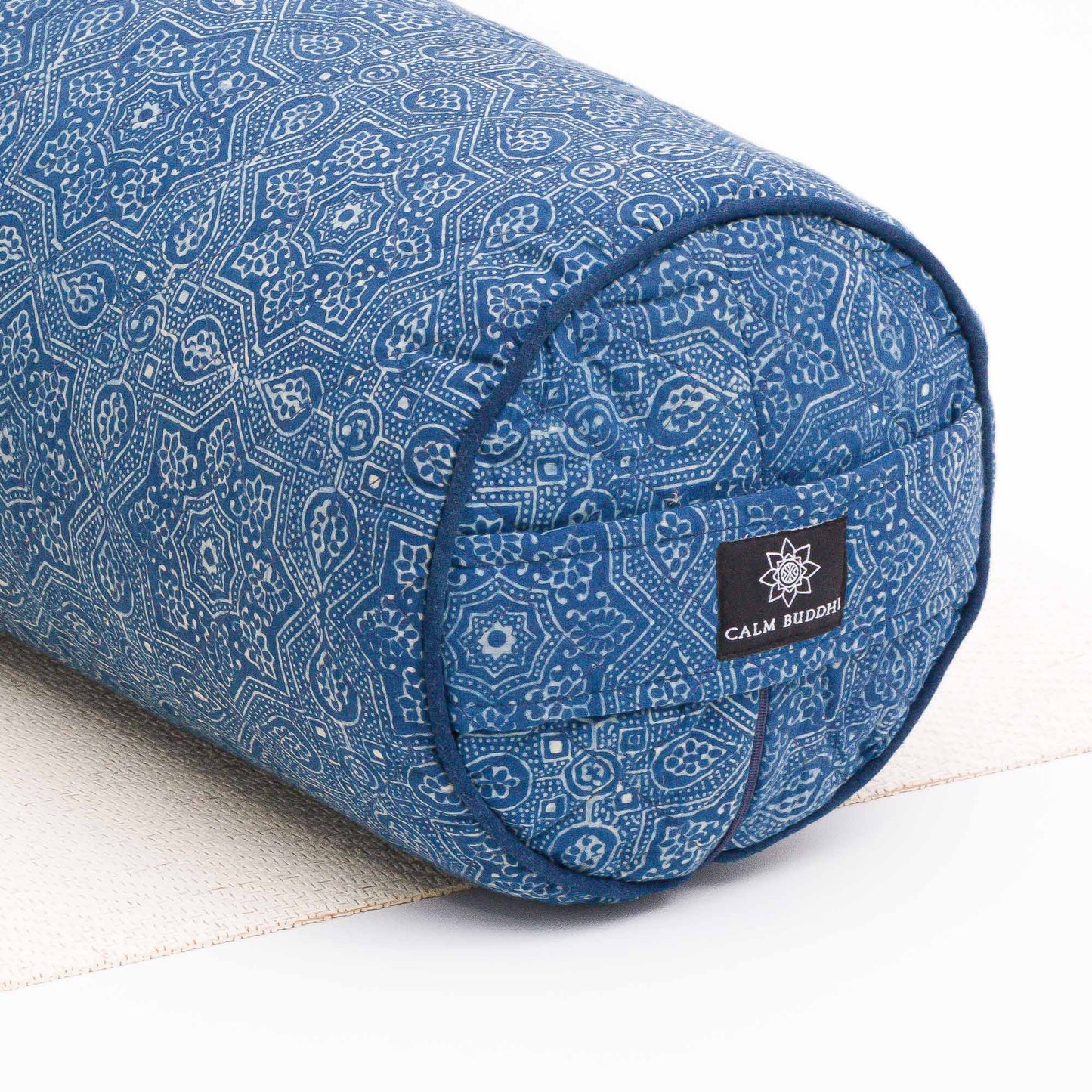 Indigo Star (Water) - Round Yoga Bolster Block Printed, Round Bolsters -xo