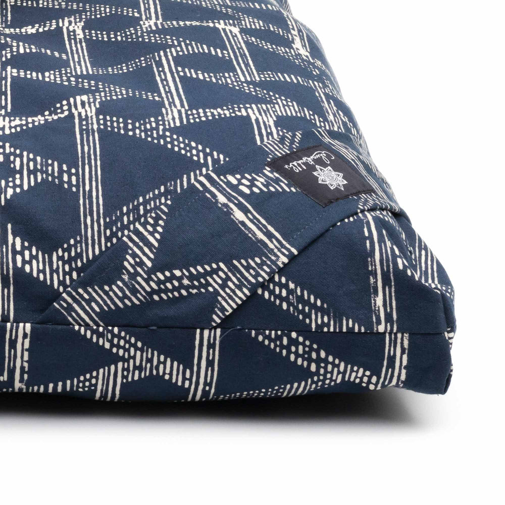 
                  
                    Meditation Cushion - Deep sea blue triangle zabuton Block Printed, karna, Zabutons -xo
                  
                