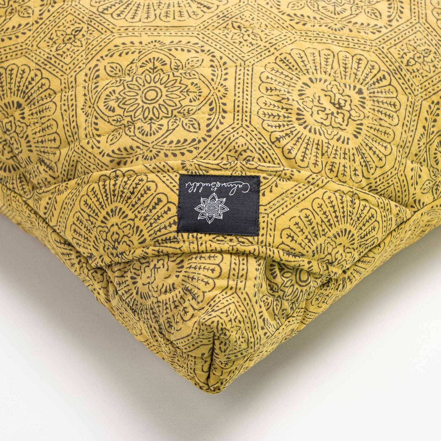 
                  
                    Meditation Cushion - Mustard Flower Zabuton Block Printed, Quilted, Zabutons -xo
                  
                