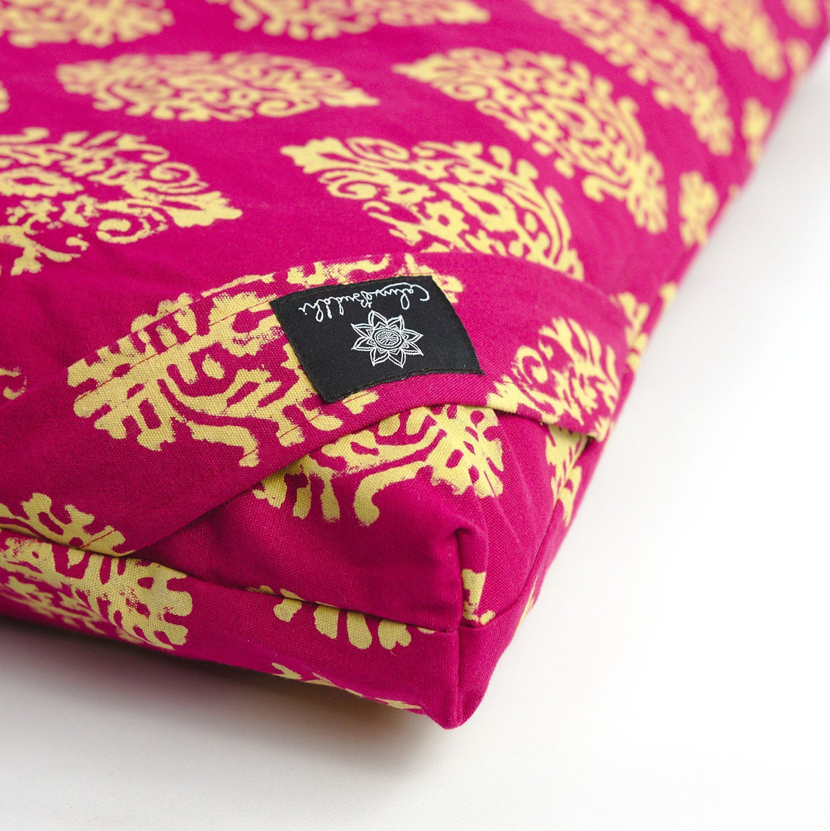 Meditation Cushion - Fuchsia Indian Motif Zabuton-Meditation Cushion-Block Printed, Zabutons-