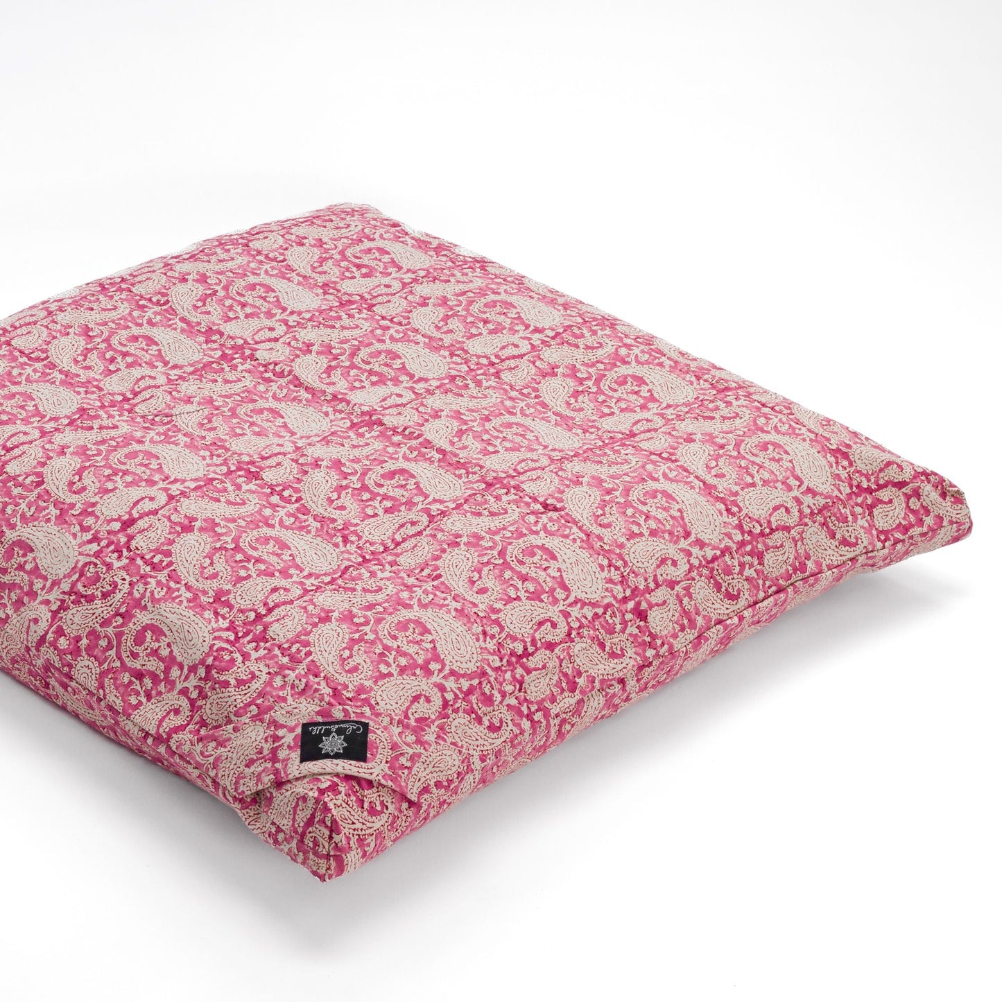 Meditation cushion paisley pink zabuton Block Printed, Last Chance!, lastchancezab, Pink Paisley