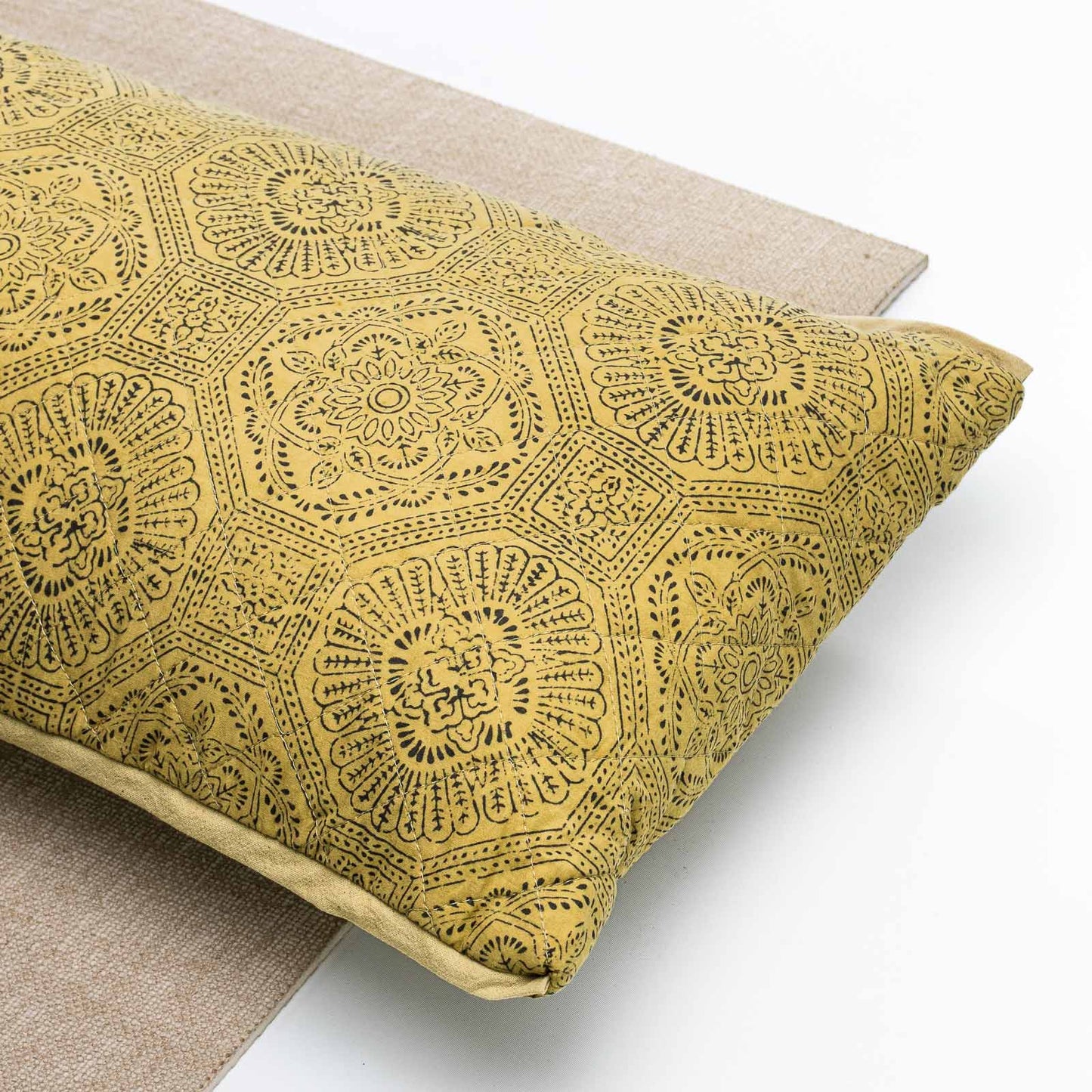 Mustard Flower - Yoga Pillow Block Printed, Yoga Pillows -xo