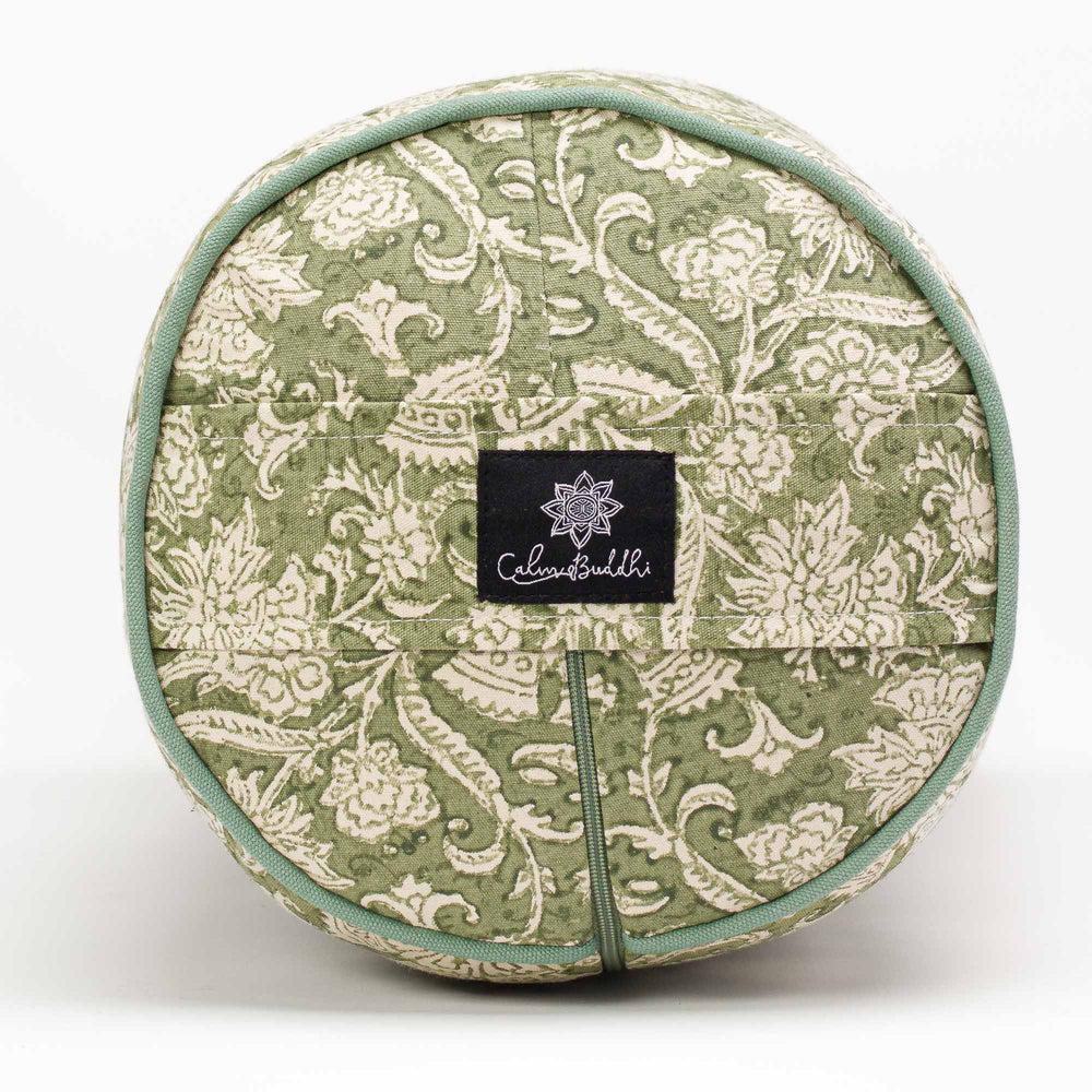 New Gaia Round Yoga Bolster Block Printed, karna, Round Bolsters -xo