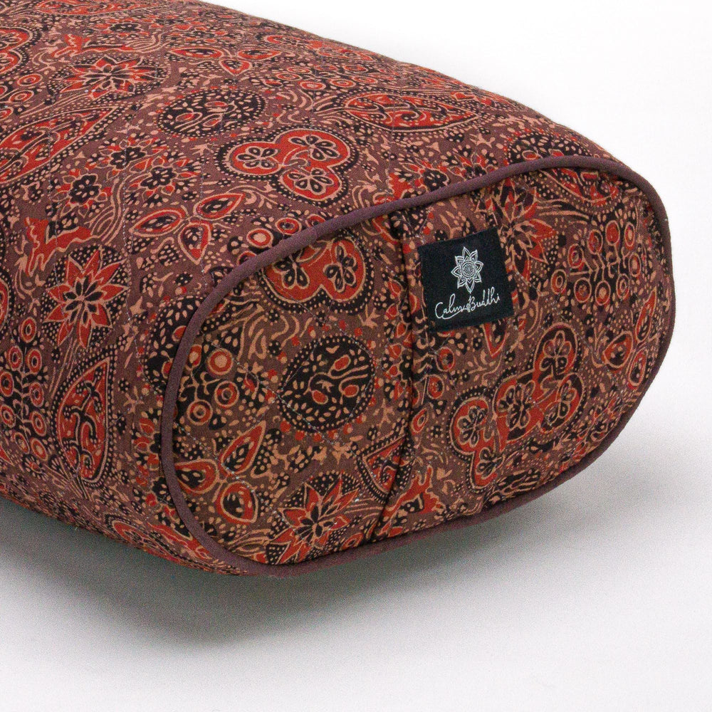 Oval Yoga Bolster- Ajrakh Earth Fig