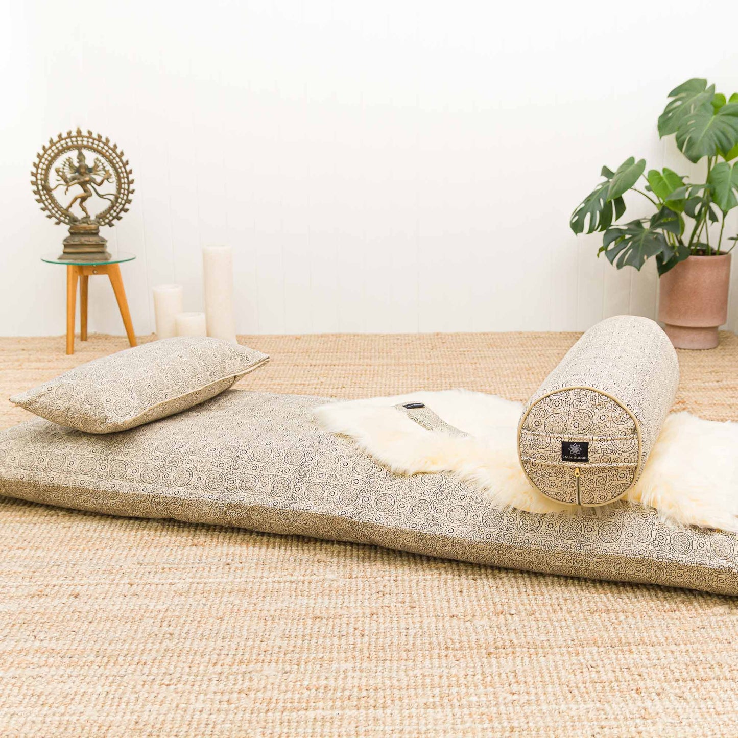 Pure Riyal - Yoga Nidra and Meditation Comfort Bundle Block Printed, futonbundle, Pure Riyal, Quilted -xo