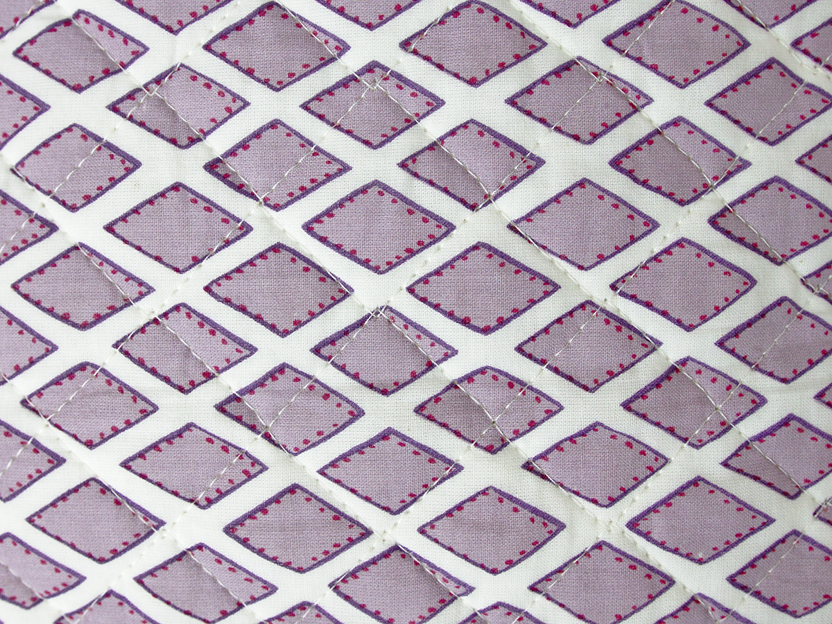 Round Meditation Cushion - Jaipur Mauve Diamond Zafu-Meditation Cushion-Block Printed, Zafus-